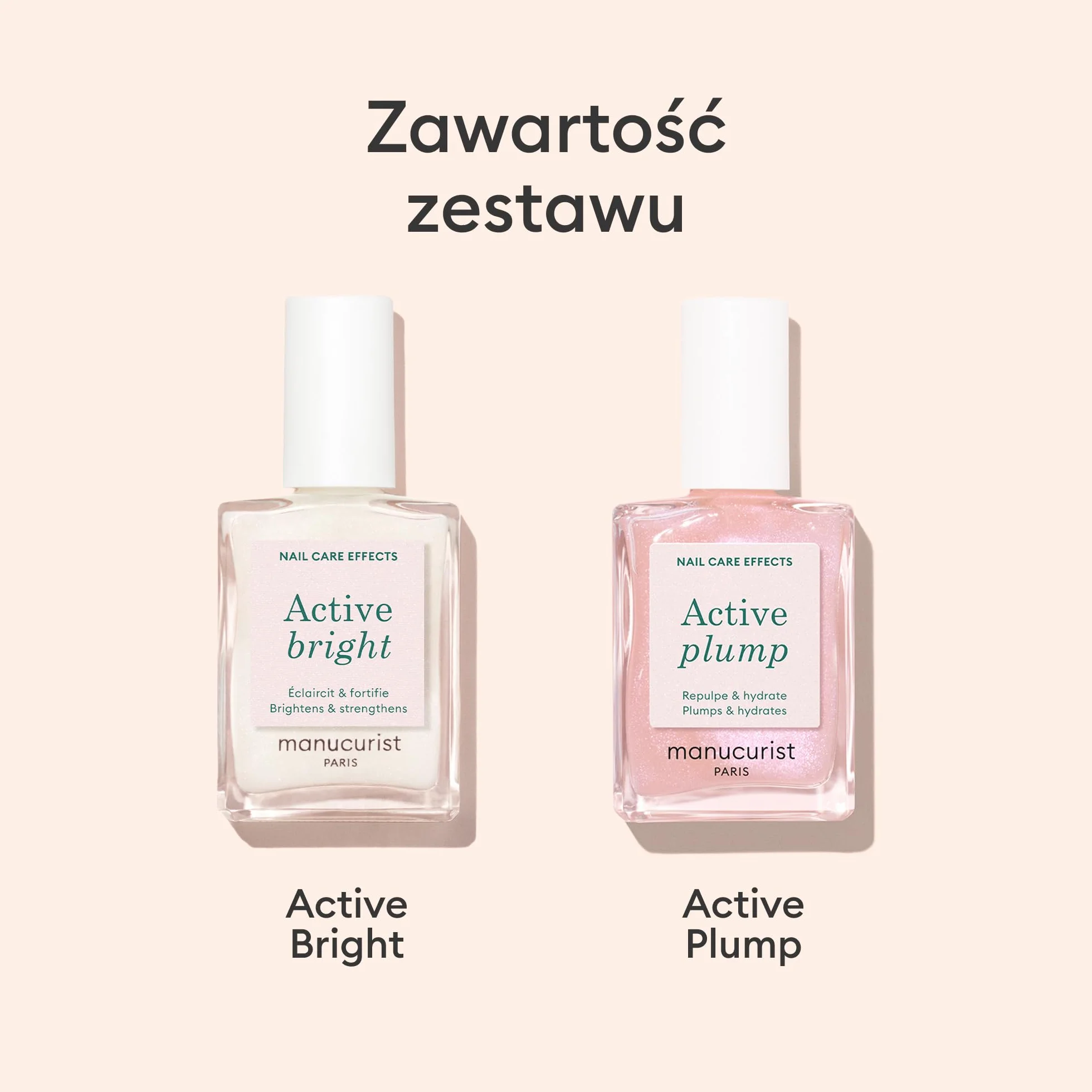 Manucurist – Duo Active – pielęgnacyjne lakiery do paznokci Active Bright i Active Plump – Wzmocnienie paznokci – lakiery utwardzające