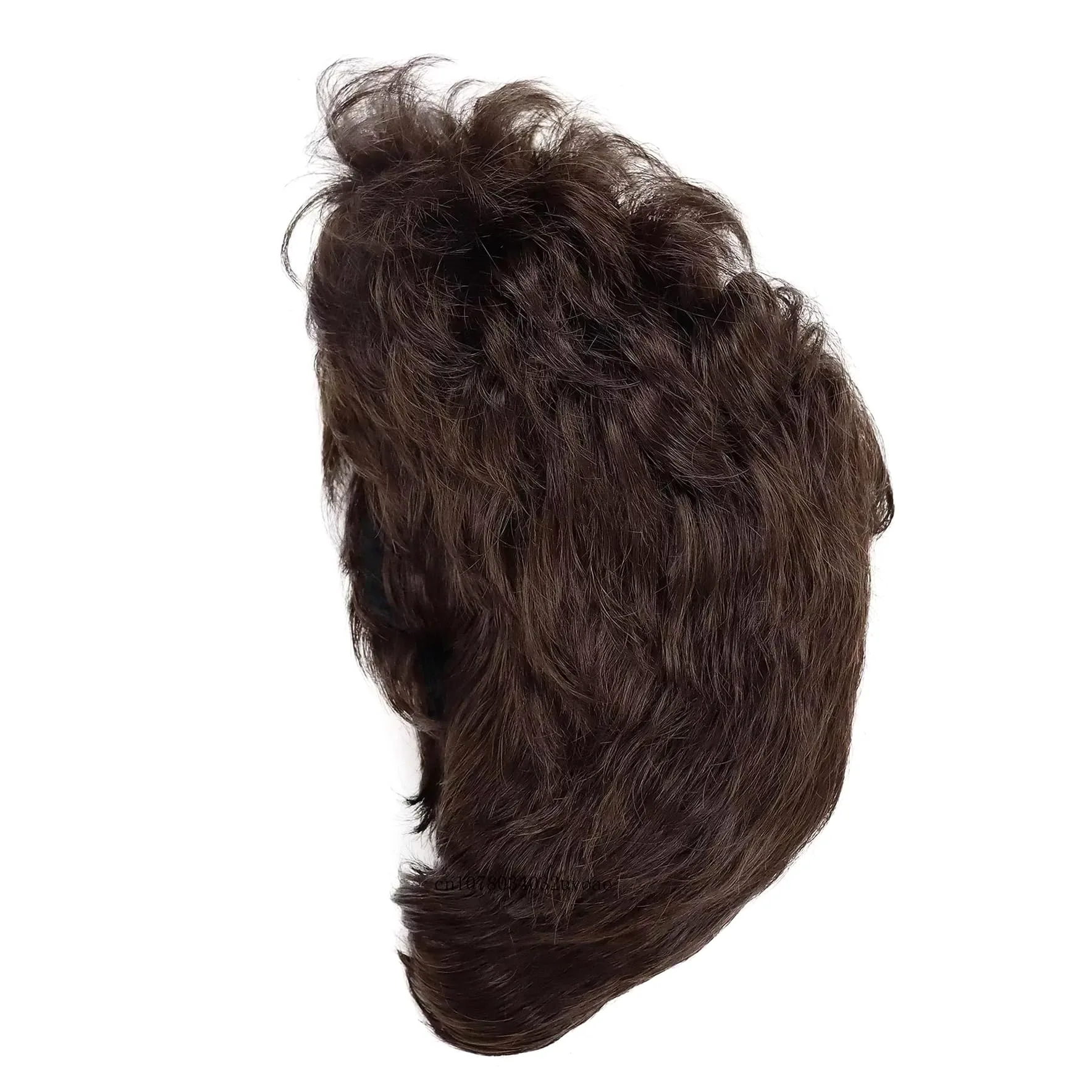 1 szt. Syntetyczna peruka męska kręcone, krótkie fryzury z grzywką naturalny styl przystojny ciemnobrązowe peruki dla mężczyzny mężczyzna Cosplay kostium biznesmena(Dark Brown)