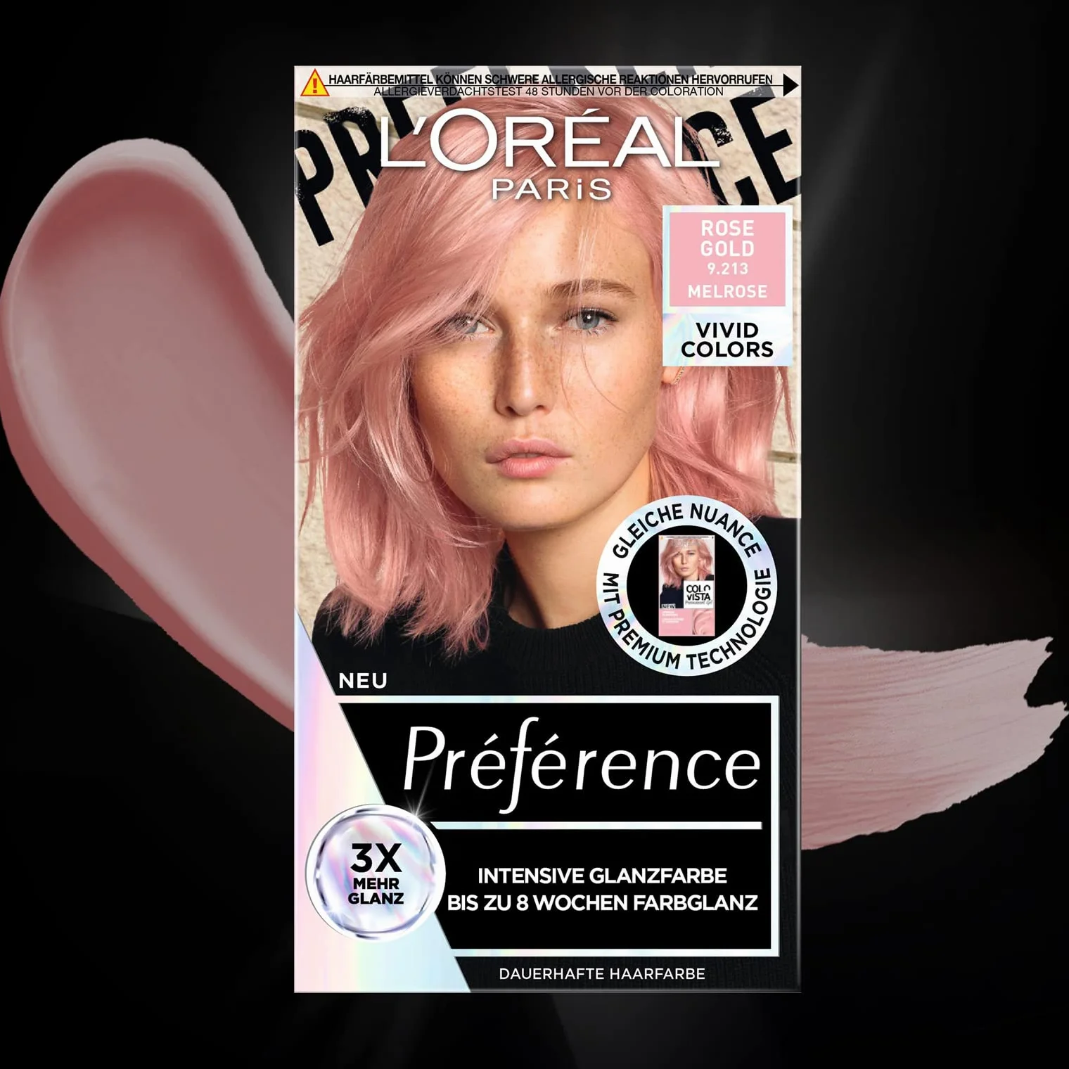 L’Oréal Paris Preference Farba do Włosów, 9.213 Różowe Złoto, 150 ml, packaging may vary