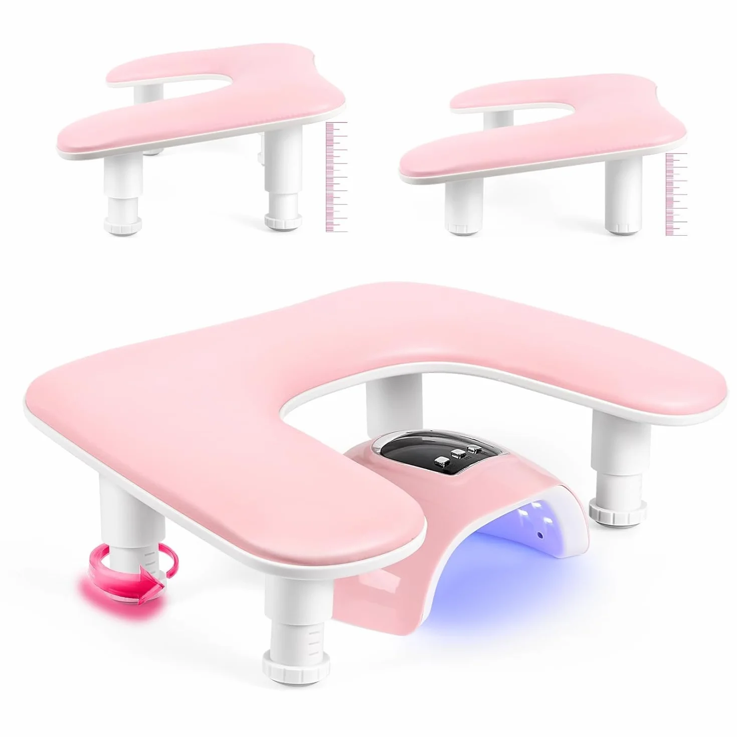 Podłokietnik do paznokci w kształcie litery U, podpórka pod dłonie, różowa, do manicure