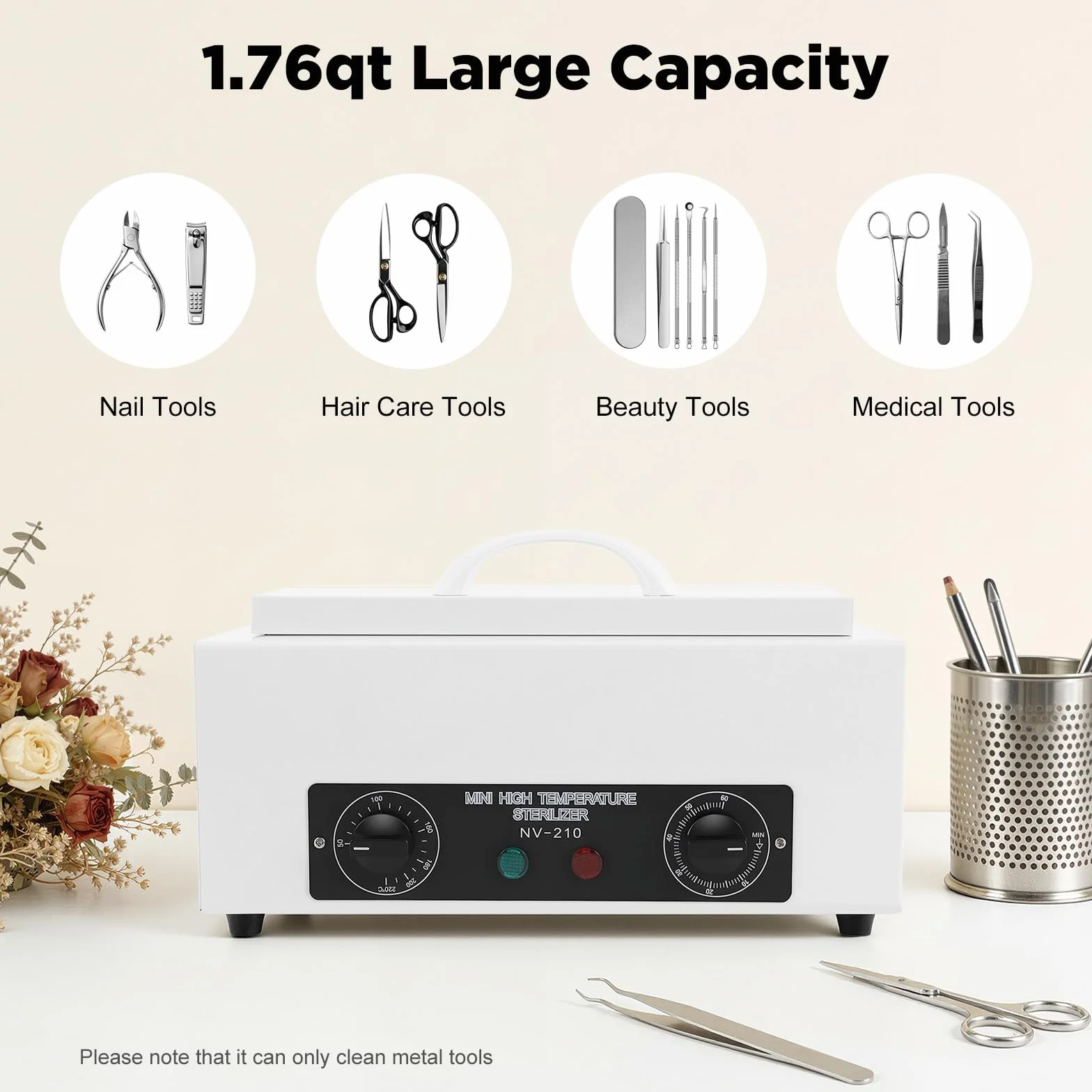 Sterylizator gorącego powietrza 300W 220℃ z timerem do narzędzi paznokci