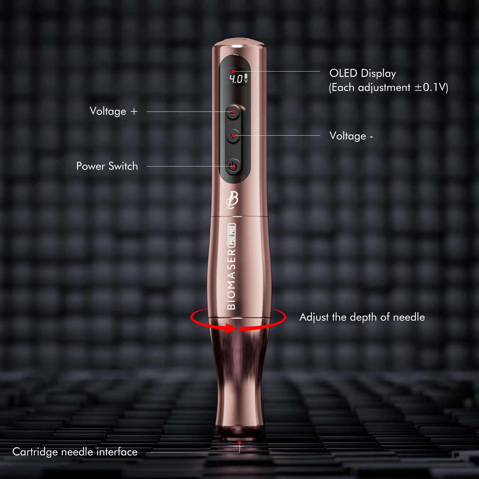 Biomaser P90 PRO Przewodowa i Bezprzewodowa półtrwała maszyna do makijażu brwi, eyeliner do ust (różowe złoto)