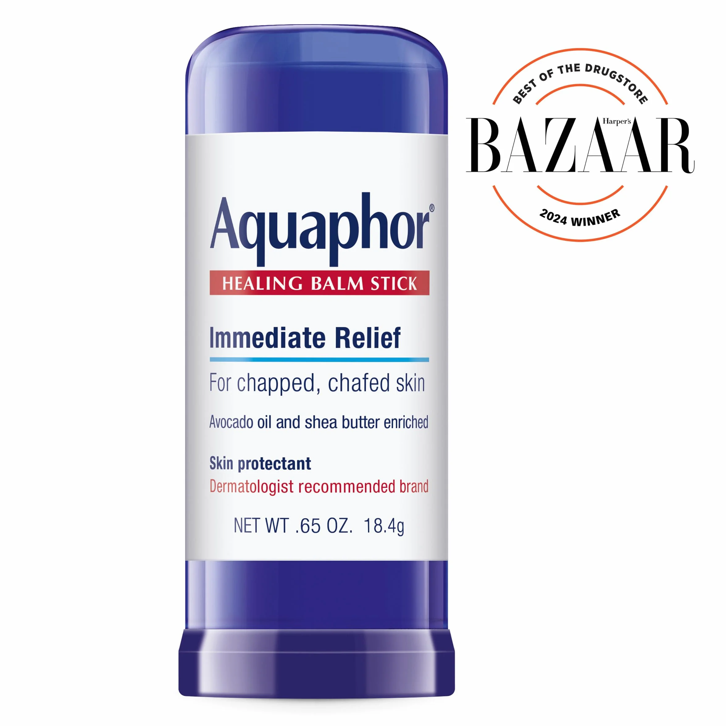 Aquaphor Balm leczniczy w sztyfcie, ochrona skóry z olejkiem z awokado i masłem shea, 0,65 oz