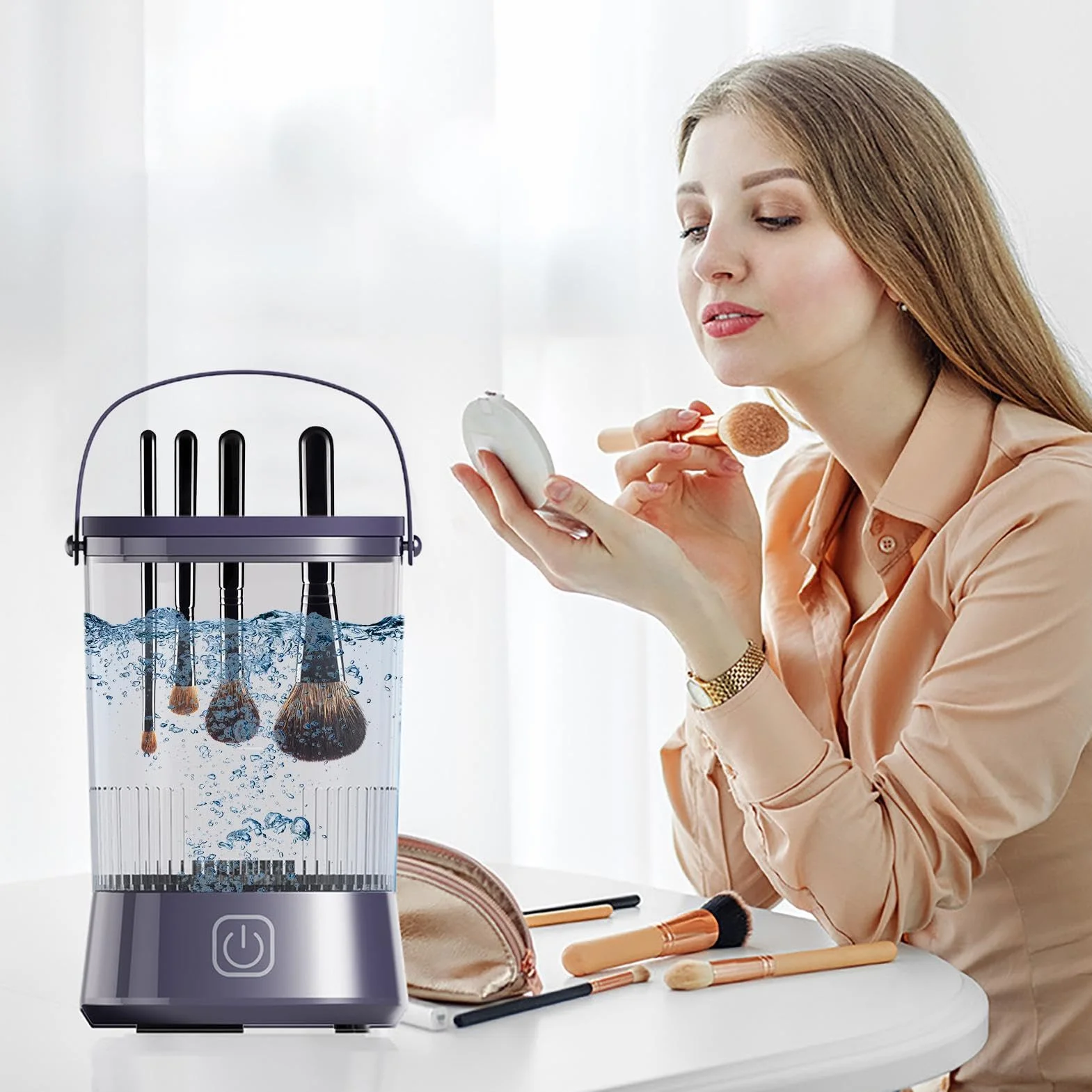 Maszyna do czyszczenia pędzli do makijażu, automatyczny środek do czyszczenia pędzli kosmetycznych - automatyczna maszyna do makijażu Spinner Cleaner | Pędzel do makijażu, narzędzie