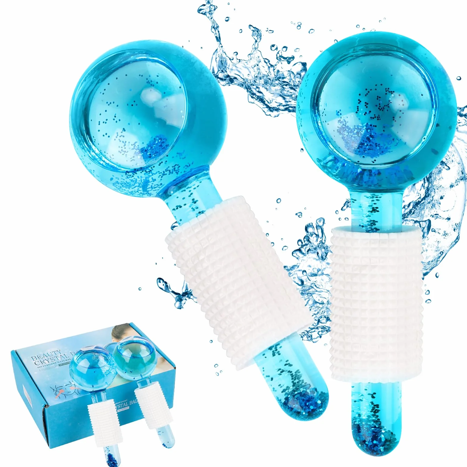 Facial Ice Globes, wałek do masażu twarzy, chłodzące kule do masażu twarzy do zimnej skóry, ujędrniają skórę, redukują obrzęki i cienie pod oczami