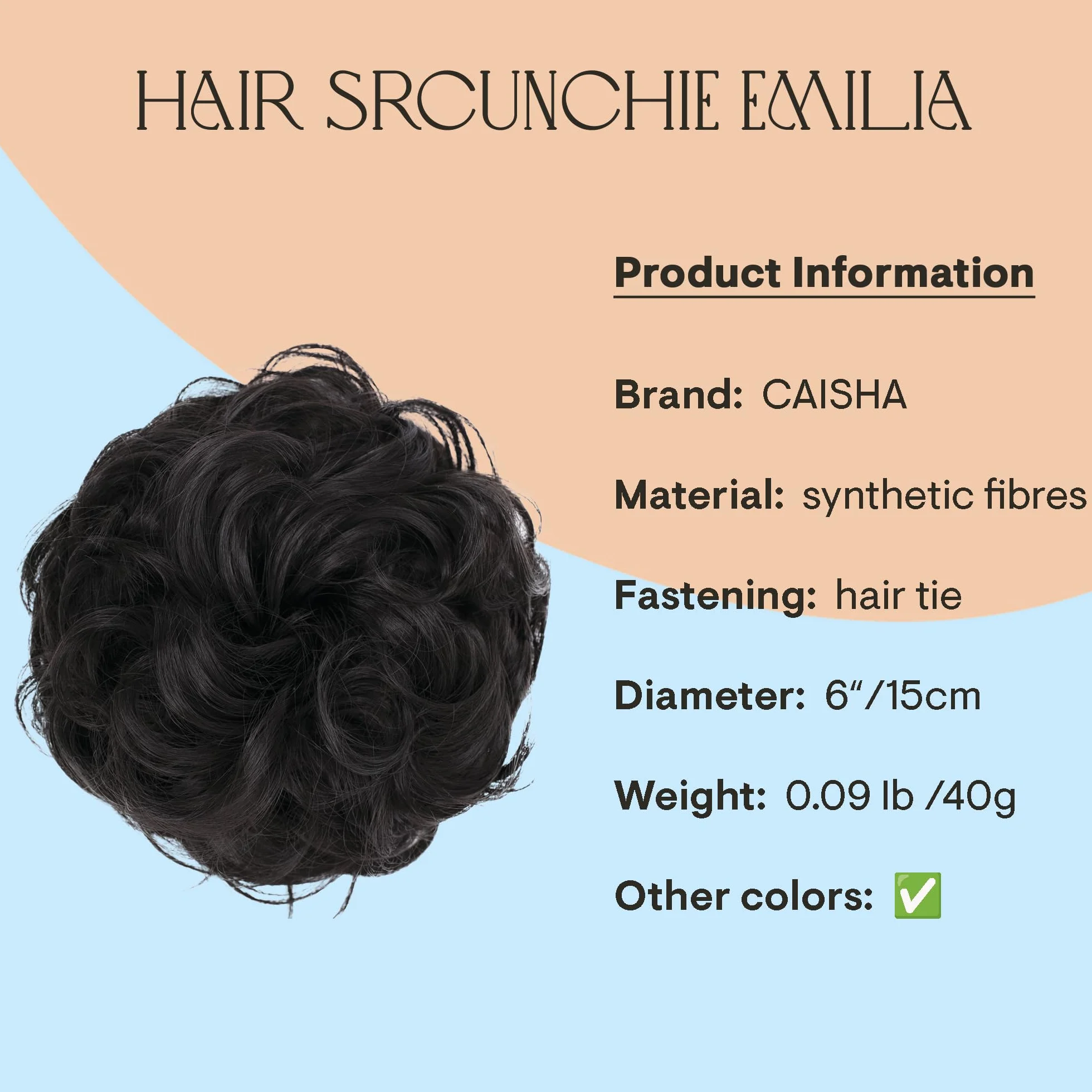CAISHA XL Scrunchie Przedłużanie Włosów Gumki Do Włosów Kok Ciemny Czekoladowy Brąz