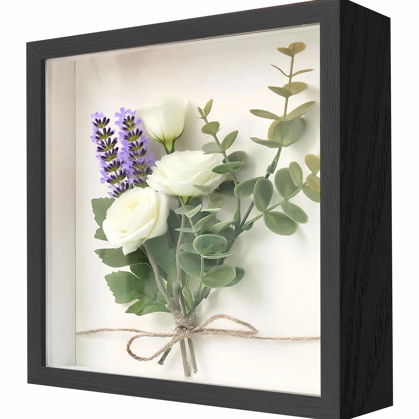 Ramka na zdjęcia 3D 22 x 22 cm – głęboka drewniana rama (3 cm) do napełniania – idealna do dzieł sztuki, pamiątek, na wesele, "zrób to sam"