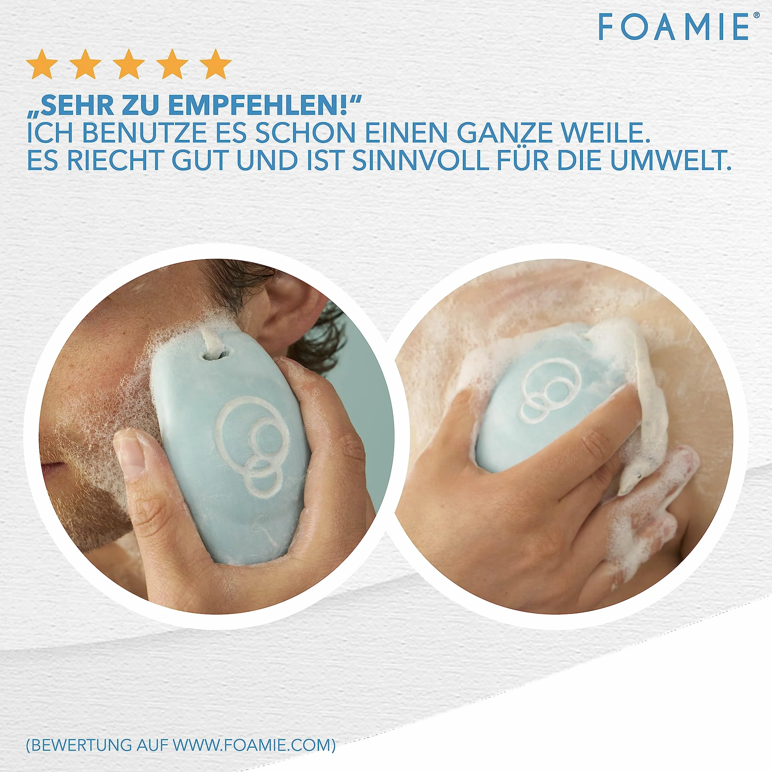Foamie Men 3 w 1 stały żel pod prysznic i szampon, mięta wodna, cytryna, do ciała, twarzy i włosów, odświeżający zapach, delikatne czyszczenie i pielęgnacja, wegański, bez plastiku i neutralne pH, 90