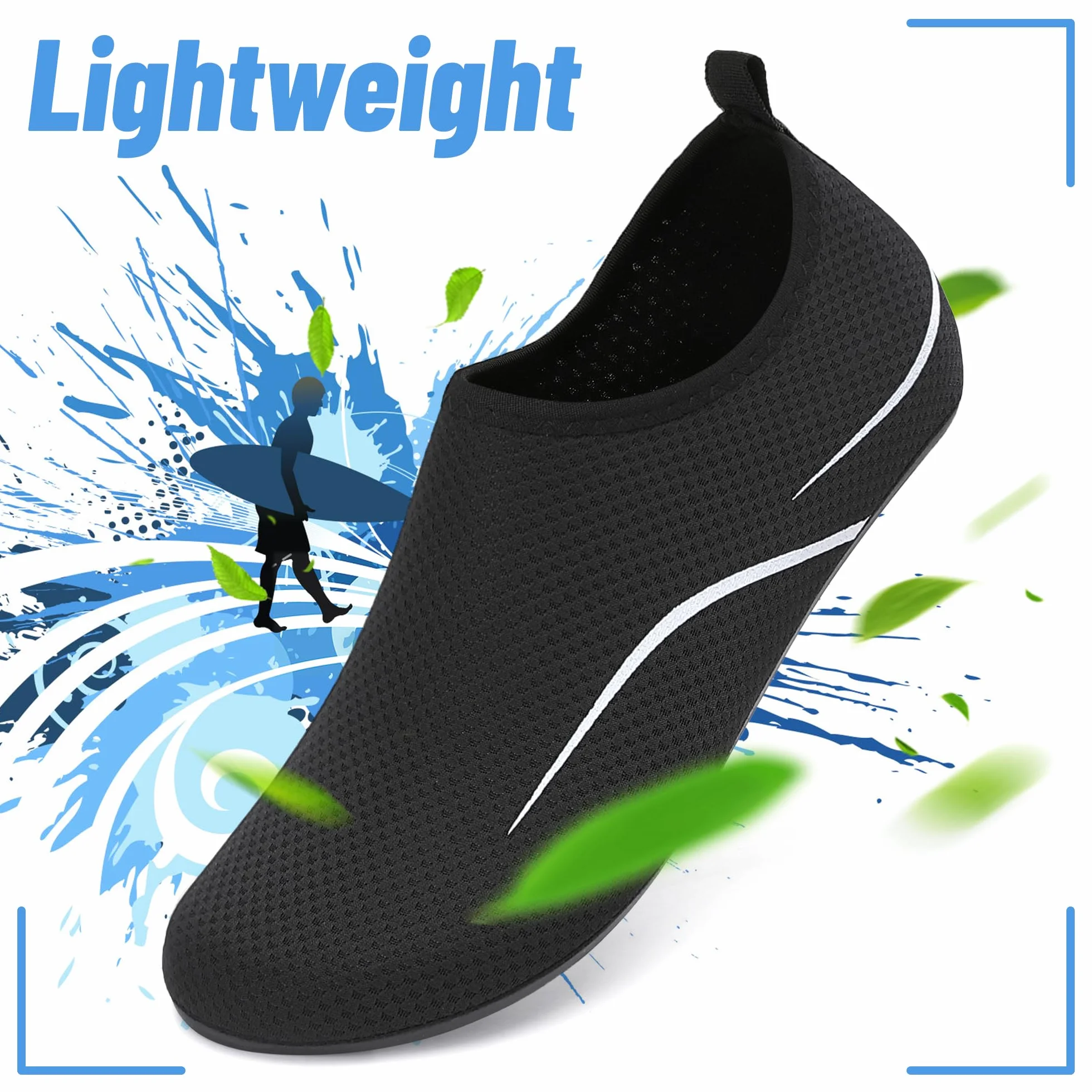 Buty do Wody Water Shoes Lekkie Buty do SportóW Wodnych Buty do PłYwania Buty PlażOwe Buty do Jogi Buty do Surfowania dla Kobiet I MężCzyzn. Czarny, 38EU