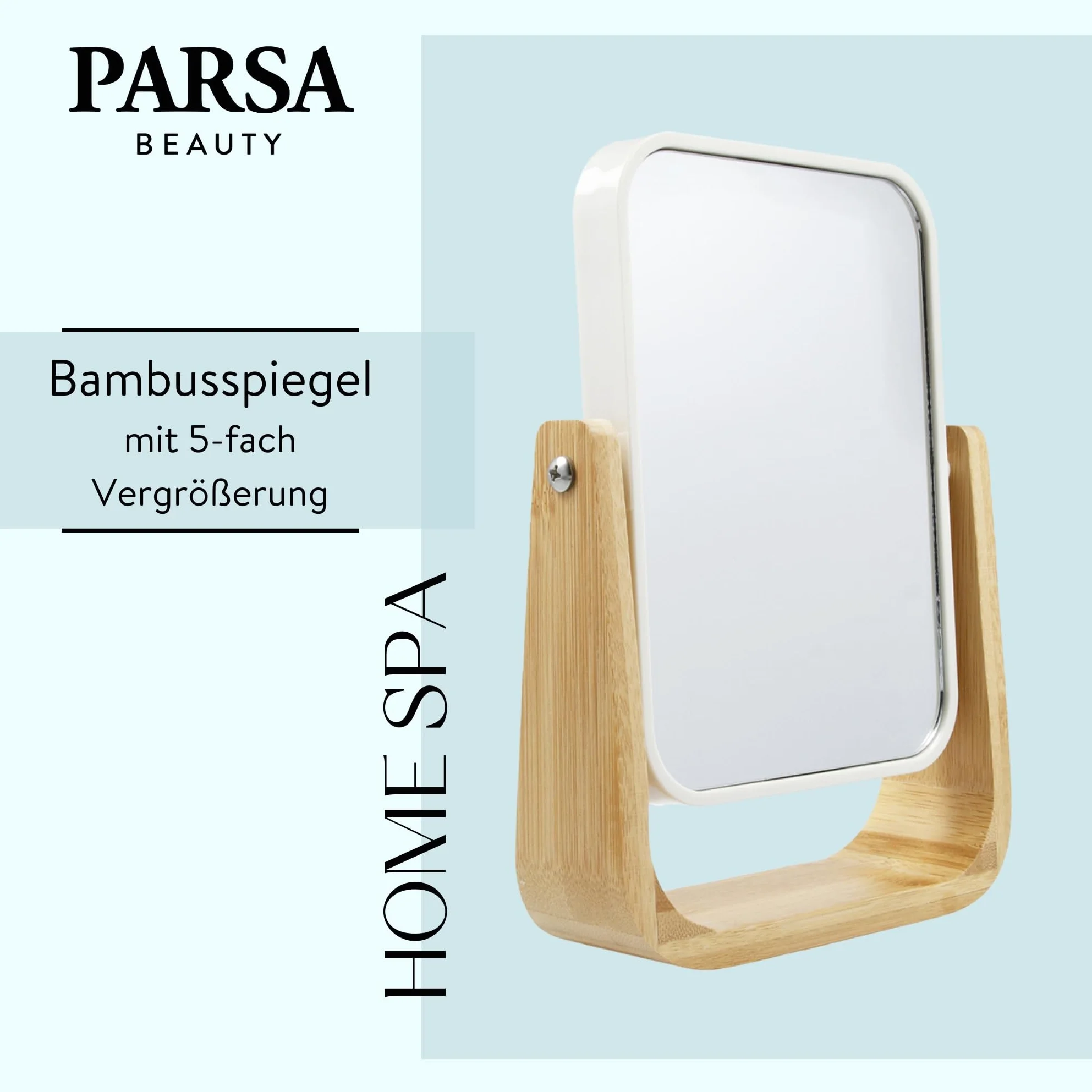 PARSA Beauty Lusterko do makijażu z drewna bambusowego Powiększenie x5 22 x 5 cm