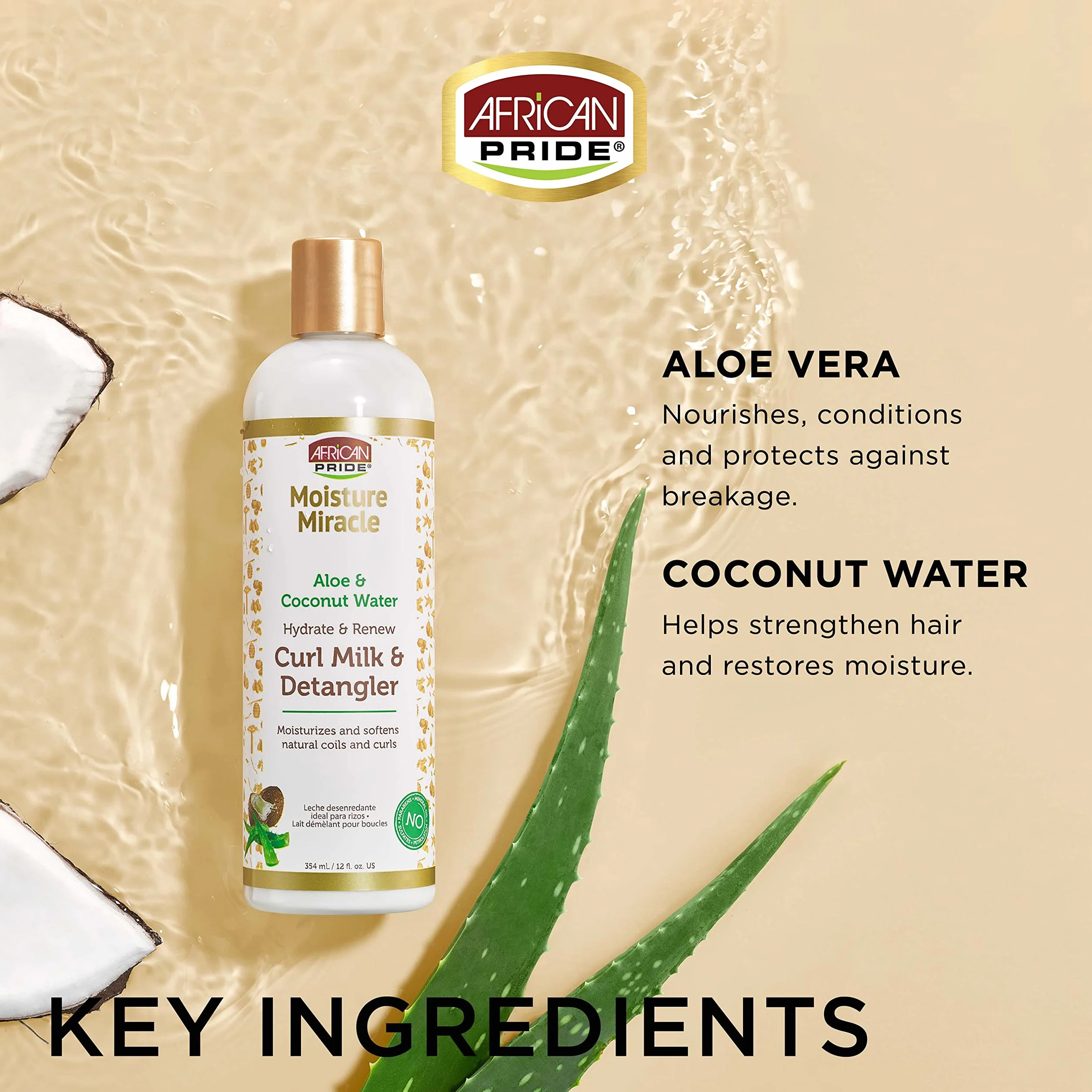 African Pride Hydrate & Renew Curl Milk & Hair Detangler do naturalnych cewek i loków, nawilża i kontroluje puszenie się