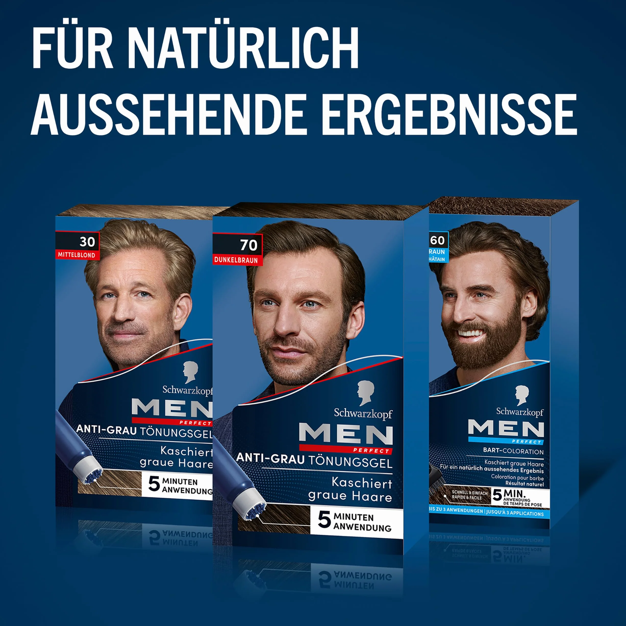 Men Perfect Men Perfect Farba do Włosów, 70 Ciemny Brąz, 3 x 80 ml