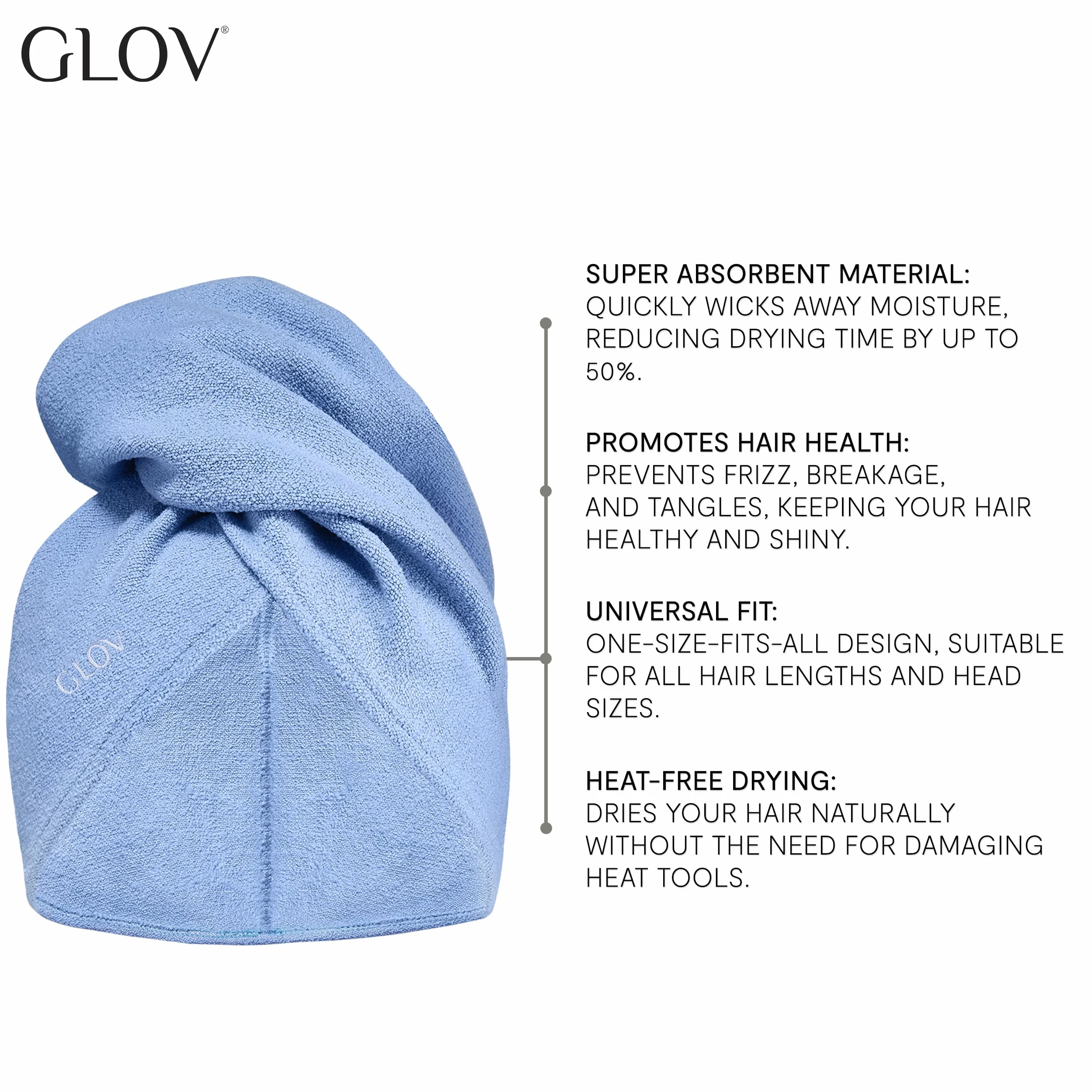 Glov Turbany na Włosy Lekki Ręcznik z Mikrofibry do Szybkiego Suszenia i Stylizacji Włosów Idealny do Długich Włosów Kompaktowy i Szybkoschnący Ekologiczny Wielokrotnego Użytku