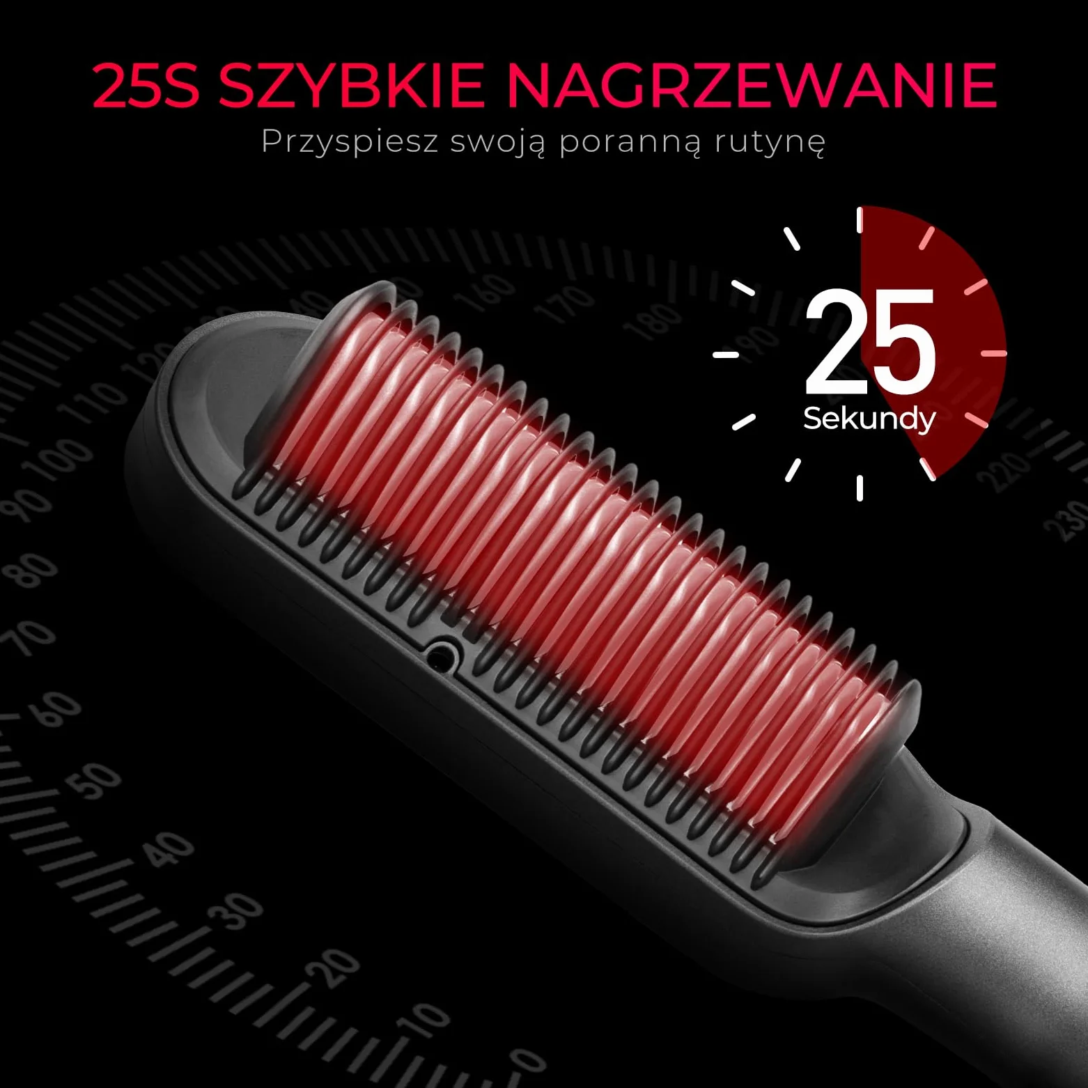 TYMO RING PLUS Ionic Hair Straightener Comb – szczotka do prostowania włosów z powłoką nano-tytanową zapewnia równomierne nagrzewanie, 9 ustawień temperatury i ekran LCD