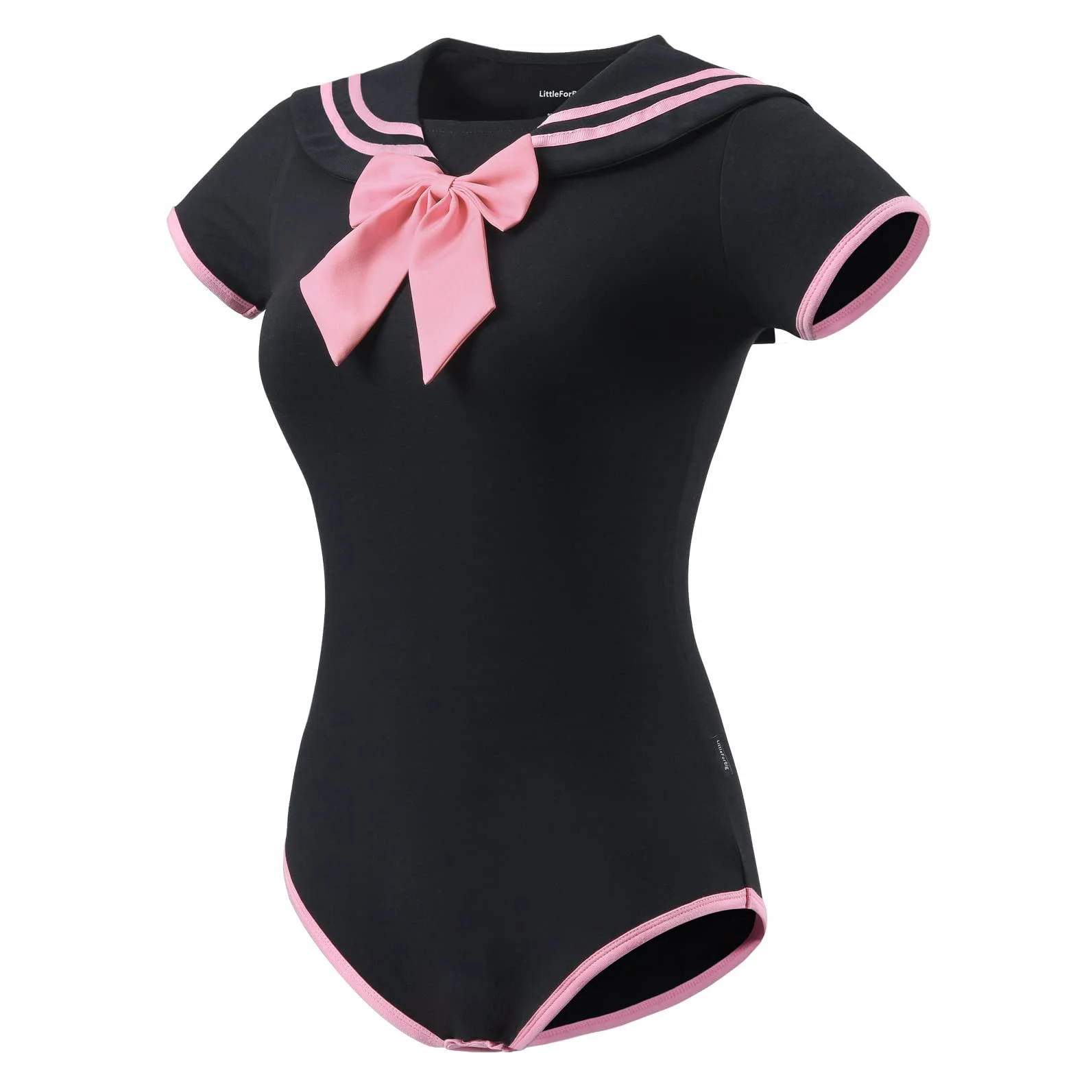 LittleForBig Bawełniany Romper Onesie Piżama Bodysuit - Klasyczny japoński komplet spódniczki Onesie dla dziewczynek w wieku szkolnym pełna czerń M