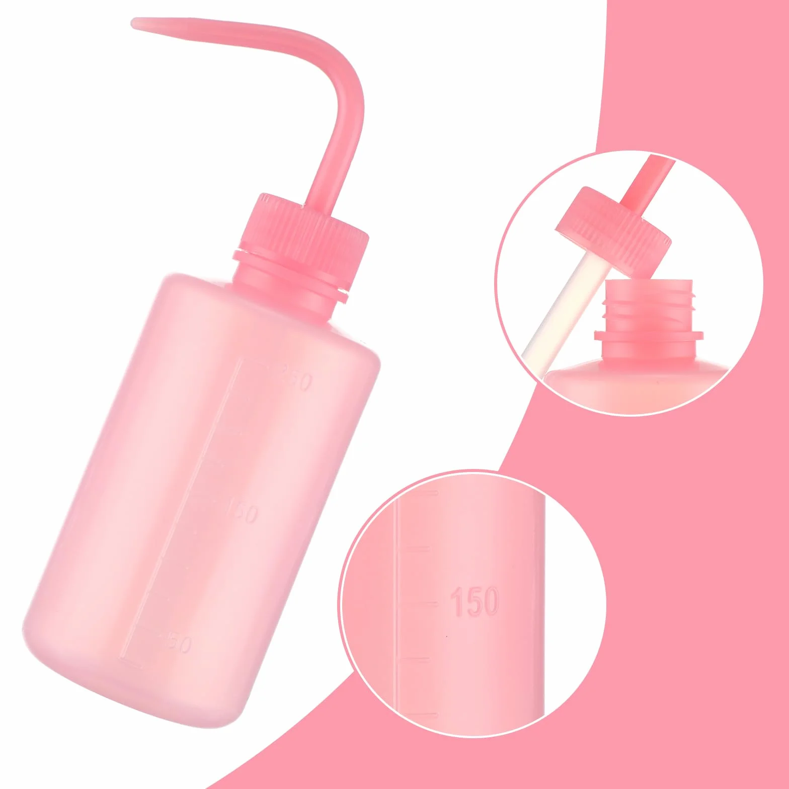 COMNICO Zestaw szczotek do szamponu, 1 szt. 250 ml, plastikowa, bezpieczna butelka do mycia i 2 szczotki do czyszczenia rzęs, do tatuażu, akcesoria do przedłużania rzęs (różowe)