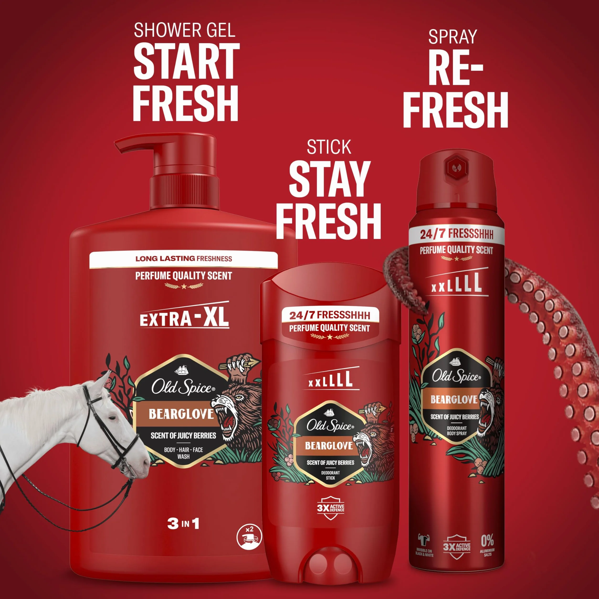Old Spice Bearglove Żel pod prysznic i szampon dla mężczyzn 1000ml, uniwersalna formuła 3 w 1 do mycia ciała, włosów i twarzy, długotrwała świeżość, głębokie oczyszczanie