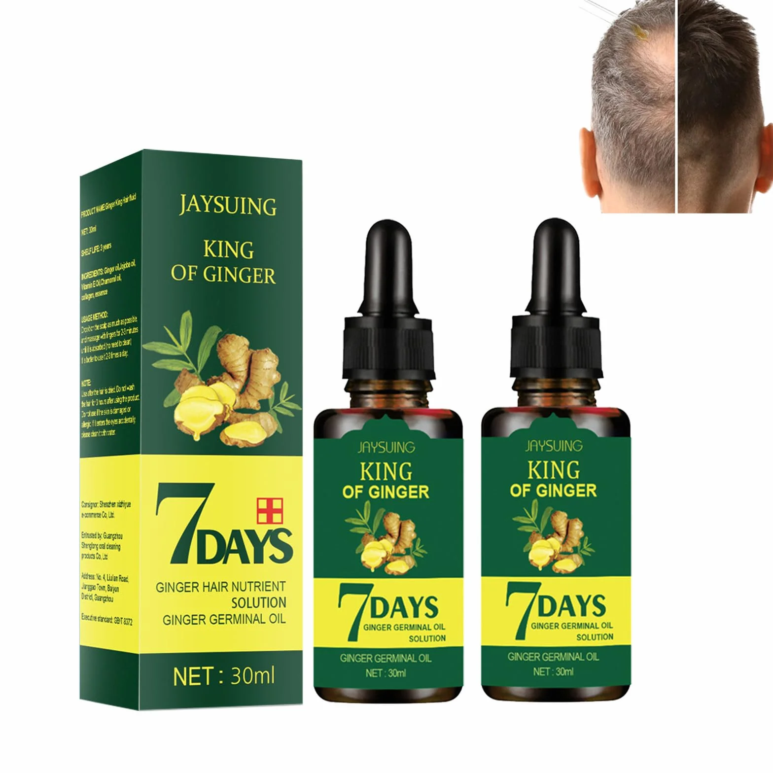 Serum na porost włosów z imbirem, Hair Growth Treatment dla kobiet i mężczyzn (2 sztuki)