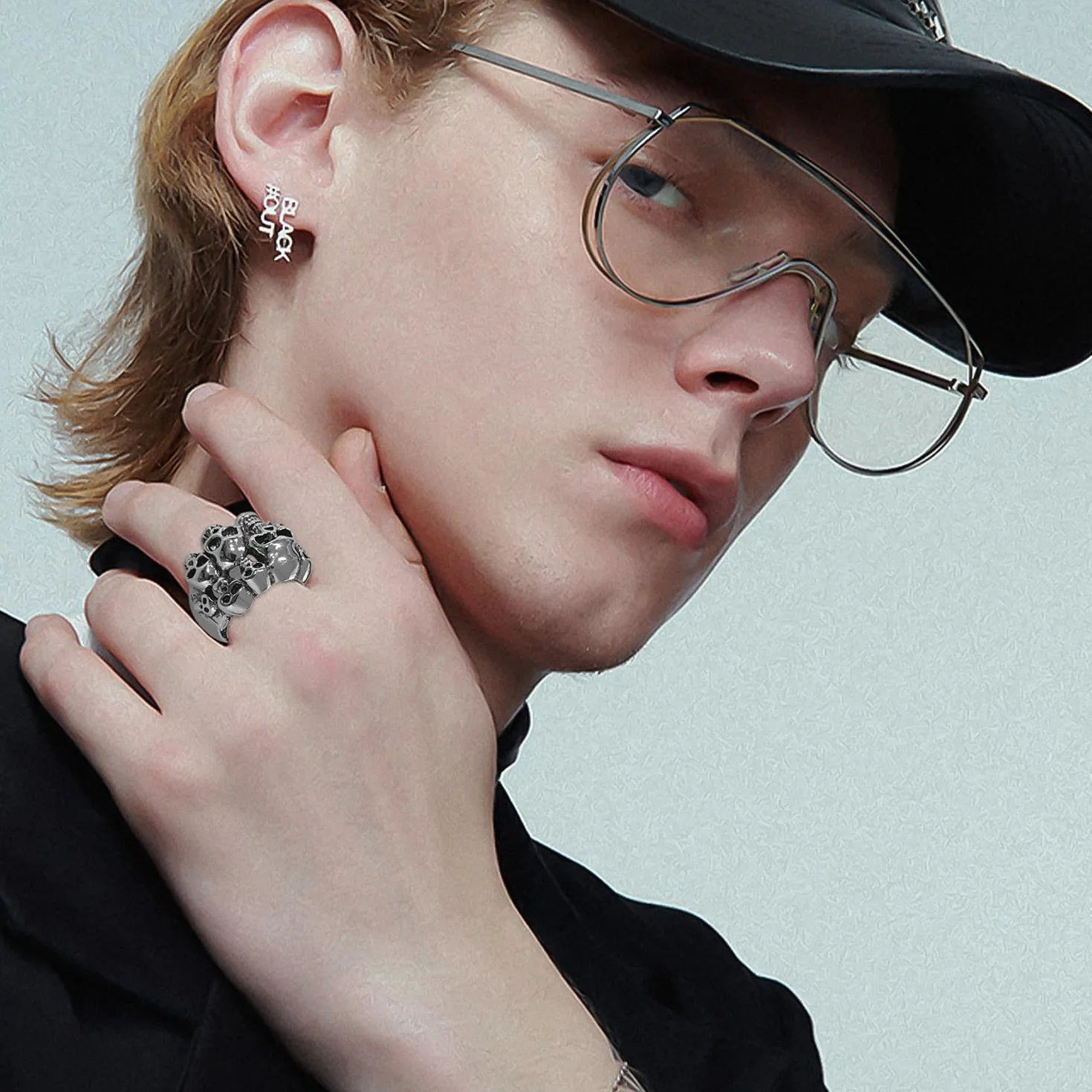 4-Częściowy Zestaw Pierścionków w Stylu Rockowym, Punk, Vintage - Regulowane Metalowe Pierścionki, Spersonalizowane Akcesoria Męskie