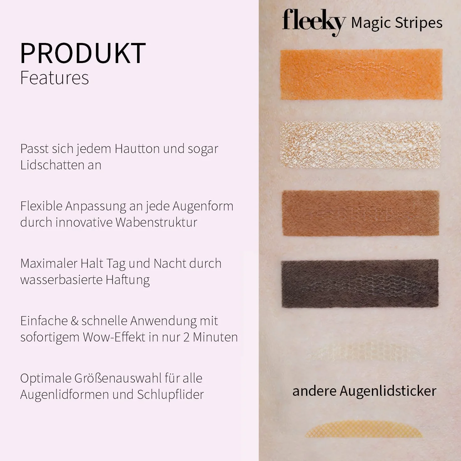 Fleeky Magic Stripes Niewidoczne paski do liftingu opadających powiek, taśma do powiek, podwójne naklejki (L)