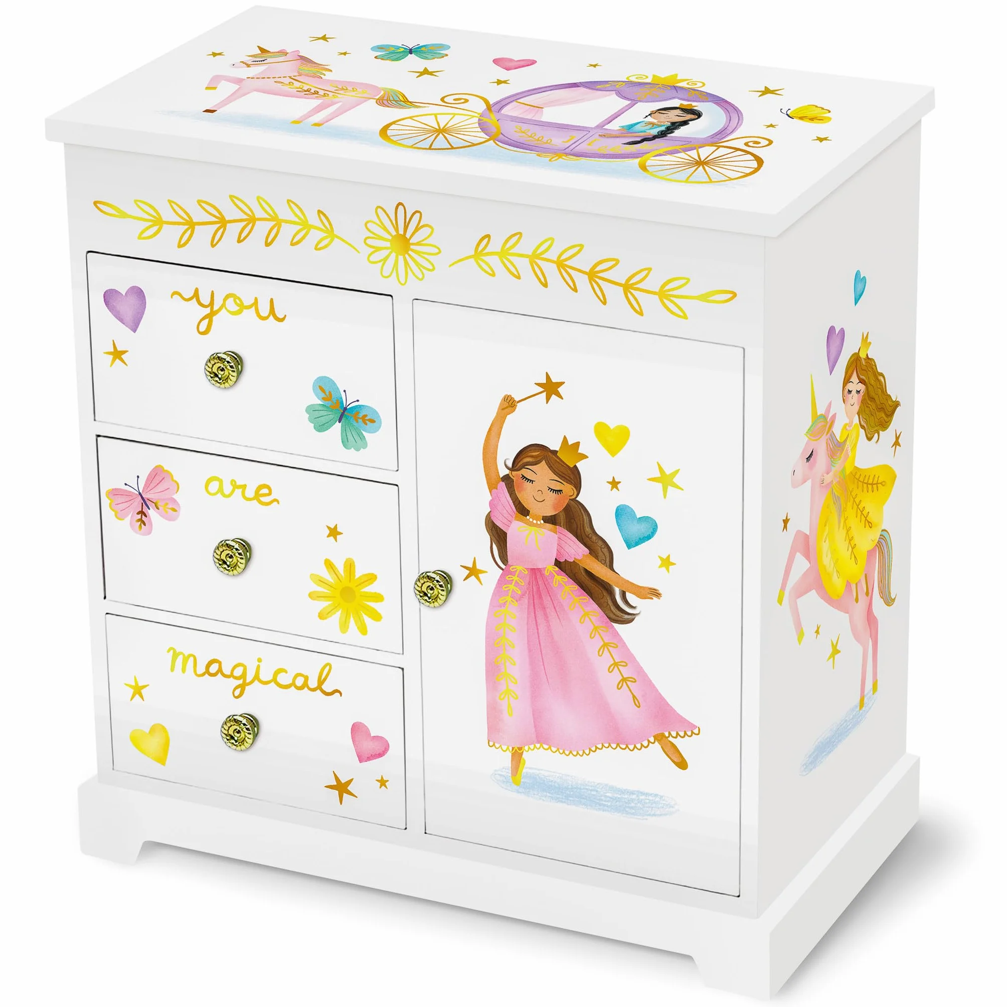 Giggle & Honey® Muzyczna Szkatułka na Biżuterię - Zabawki z Księżniczka dla Dziewczynek 4-6 Lat, Prezenty Księżniczka i Pozytywka dla Dzieci