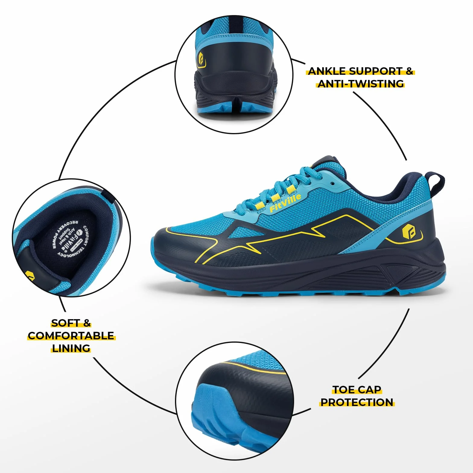 Buty do biegania FitVille Męskie bardzo szerokie buty do biegania w terenie Szerokie lekkie buty sportowe Buty outdoorowe Wygodne buty fitness Buty trekkingowe V3