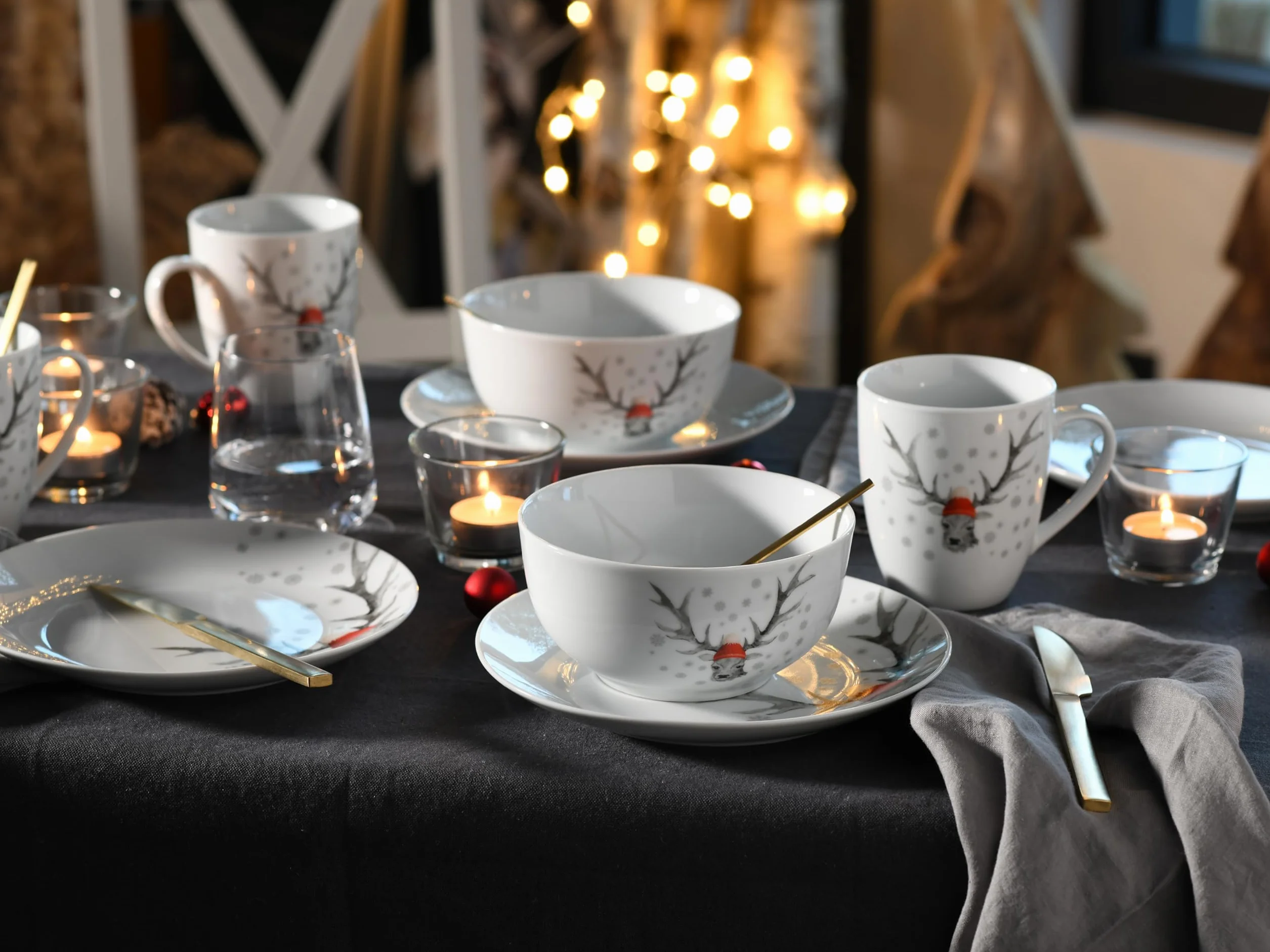 CreaTable, 21498, seria księżycowa, zestaw 18 sztuk, dla 6 osób, kasza z porcelany, do mycia naczyń i mikrowellengeeignet, jakość