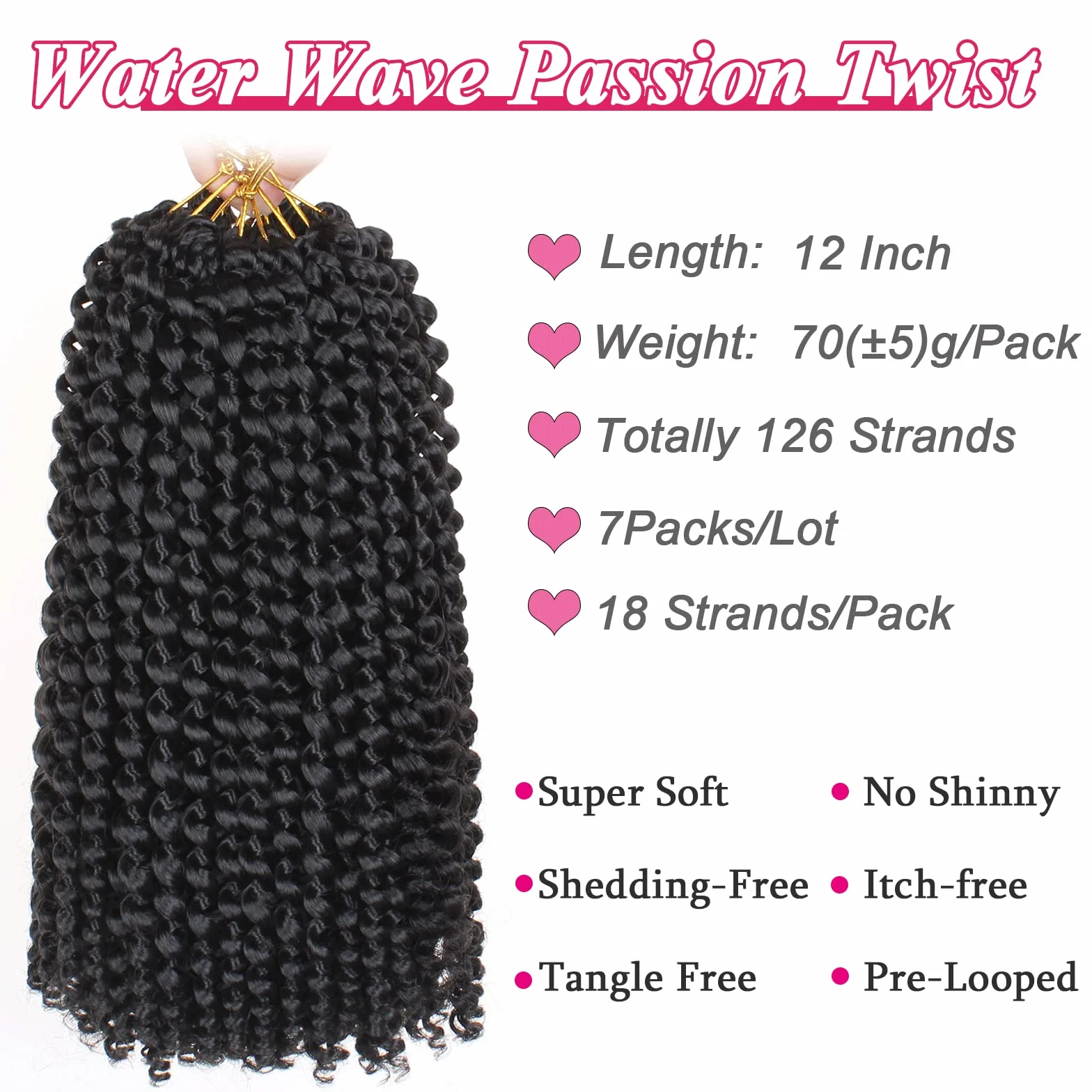 Leeven 7 opakowań krótkie passion Twist szydełkowane warkocze włosy dla motyla sztuczne loki 30 cm fala wodna szydełkowane włosy gorąca woda ustawienie pasja skręty plecione włosy czeskie warkocze włosy 1B #
