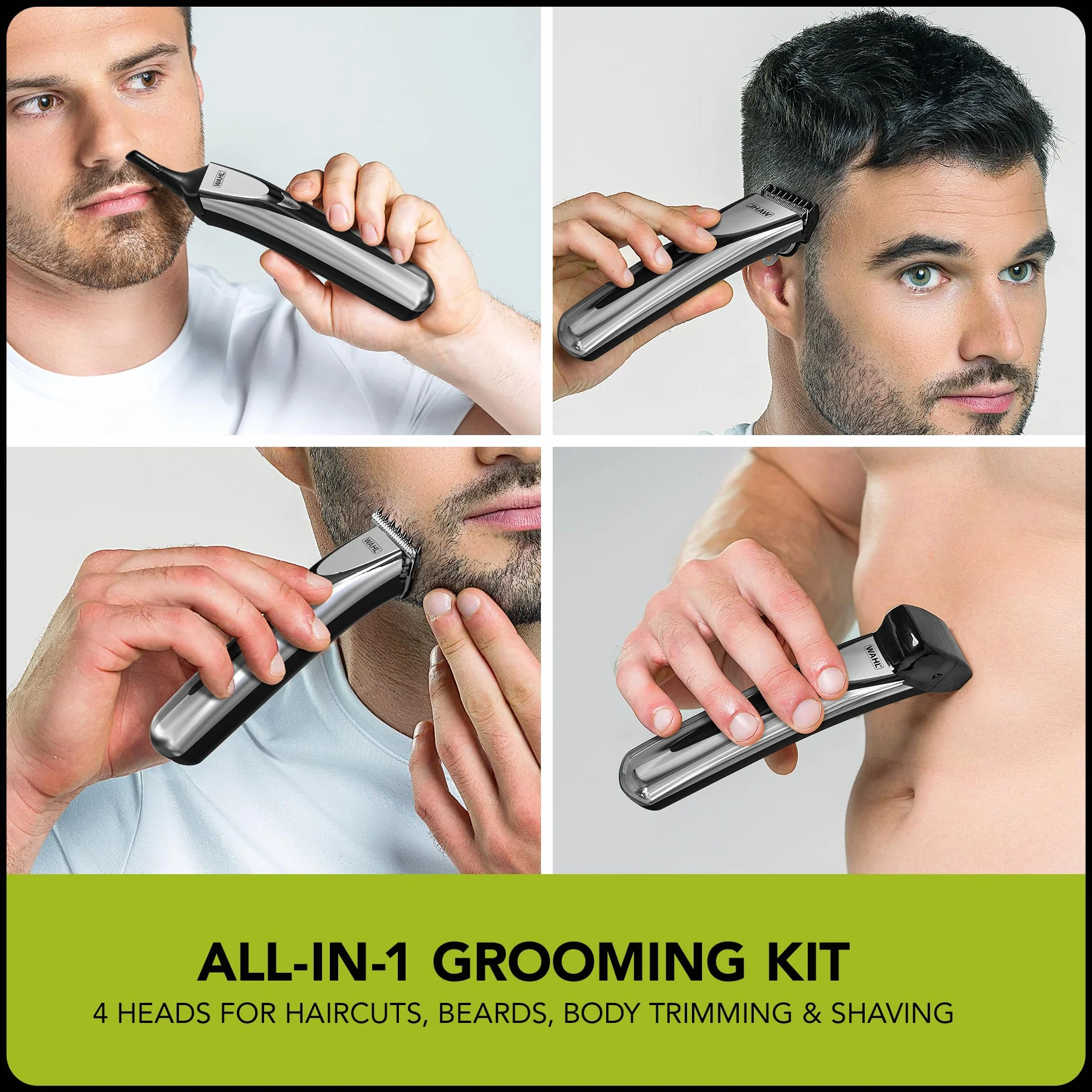 Multigroomer WAHL Elite Groom, Pielęgnacja Całego Ciała, Wodoodporne Ostrza, Przycinanie Włosów w Nosie, Usuwanie Włosów z Uszu, Akumulator o Długiej Żywotności, Idealny dla Niego, Łatwa Konserwacj