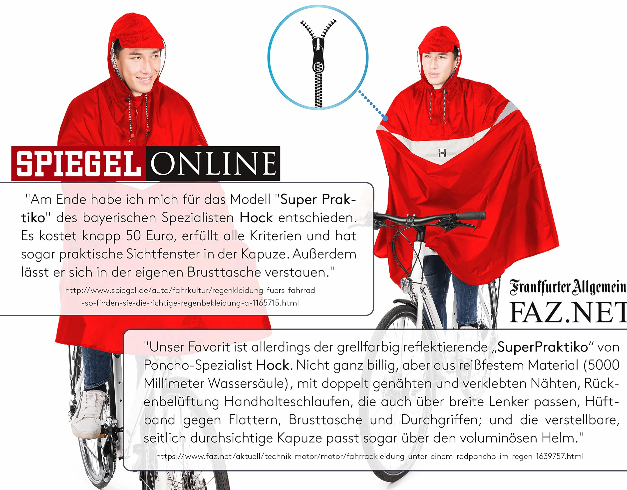 Hock Super Praktiko Radponcho, 30% redukcji, ponczo przeciwdeszczowe do roweru, dla dorosłych kobiet, logo, na wszystkie pory roku, Ob Signal, długie
