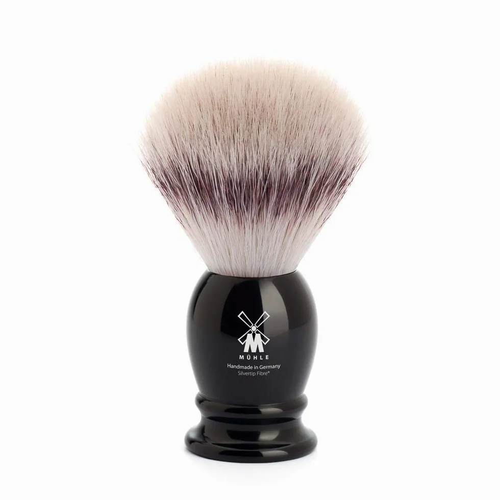 MÜHLE Klasyczny pędzel do golenia Silvertip Fibre Średni Czarna Żywica Szlachetna Ręczne Wykonanie Wegański