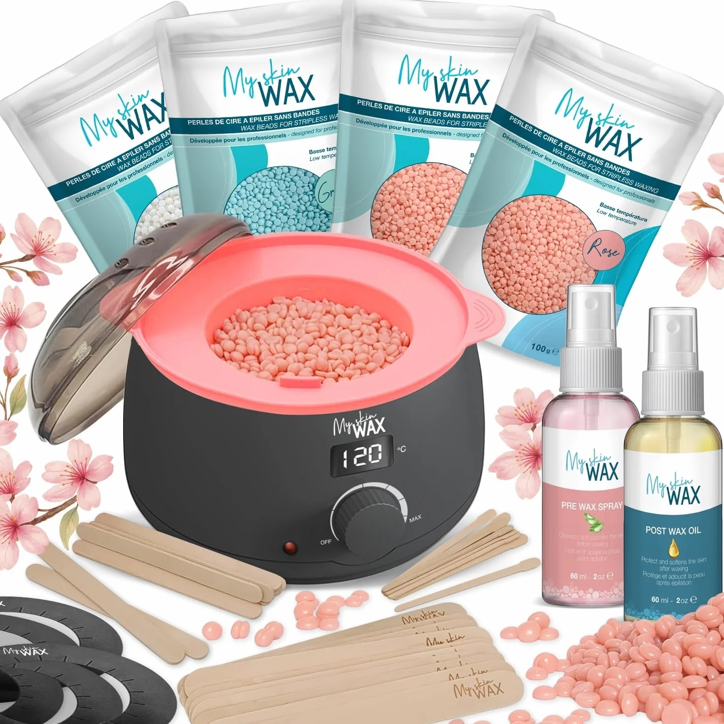 Cyfrowy Podgrzewacz do Wosku z Miską Silikonową – Zestaw do Depilacji Bezpaskowej 400 g, Wosk Hipoalergiczny Niskotemperaturowy, Do Twarzy, Pach, Bikini i Ciała