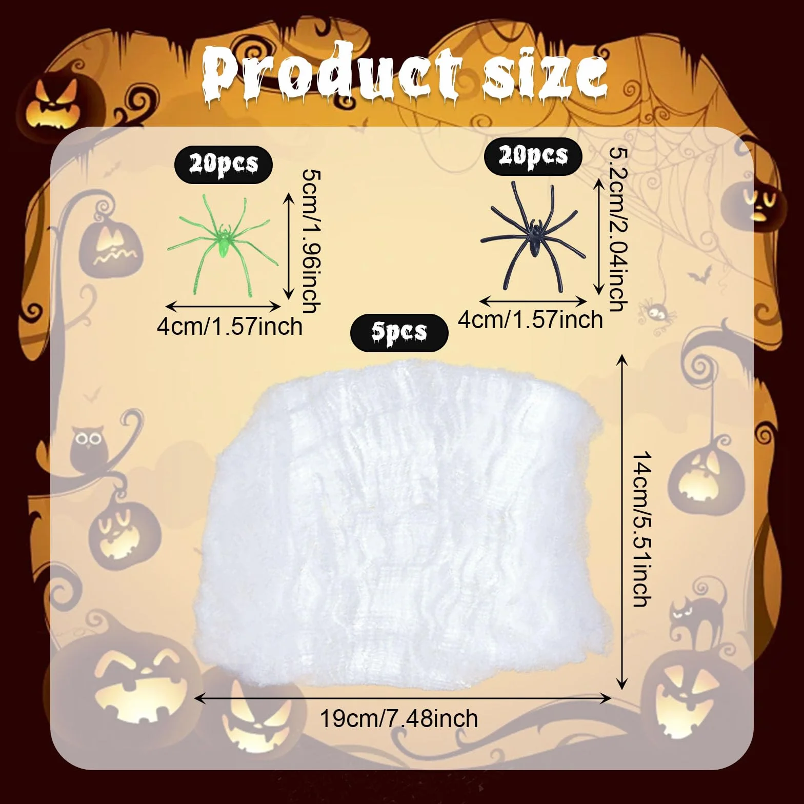 GWAWG Pajęczyny na Halloween, 100 g, dekoracja pajęczyny z 40 szt. sztucznych pająków, rozciągliwa sztuczna pajęczyna na Halloween, biała pajęczyna do przerażających dekoracji na Halloween