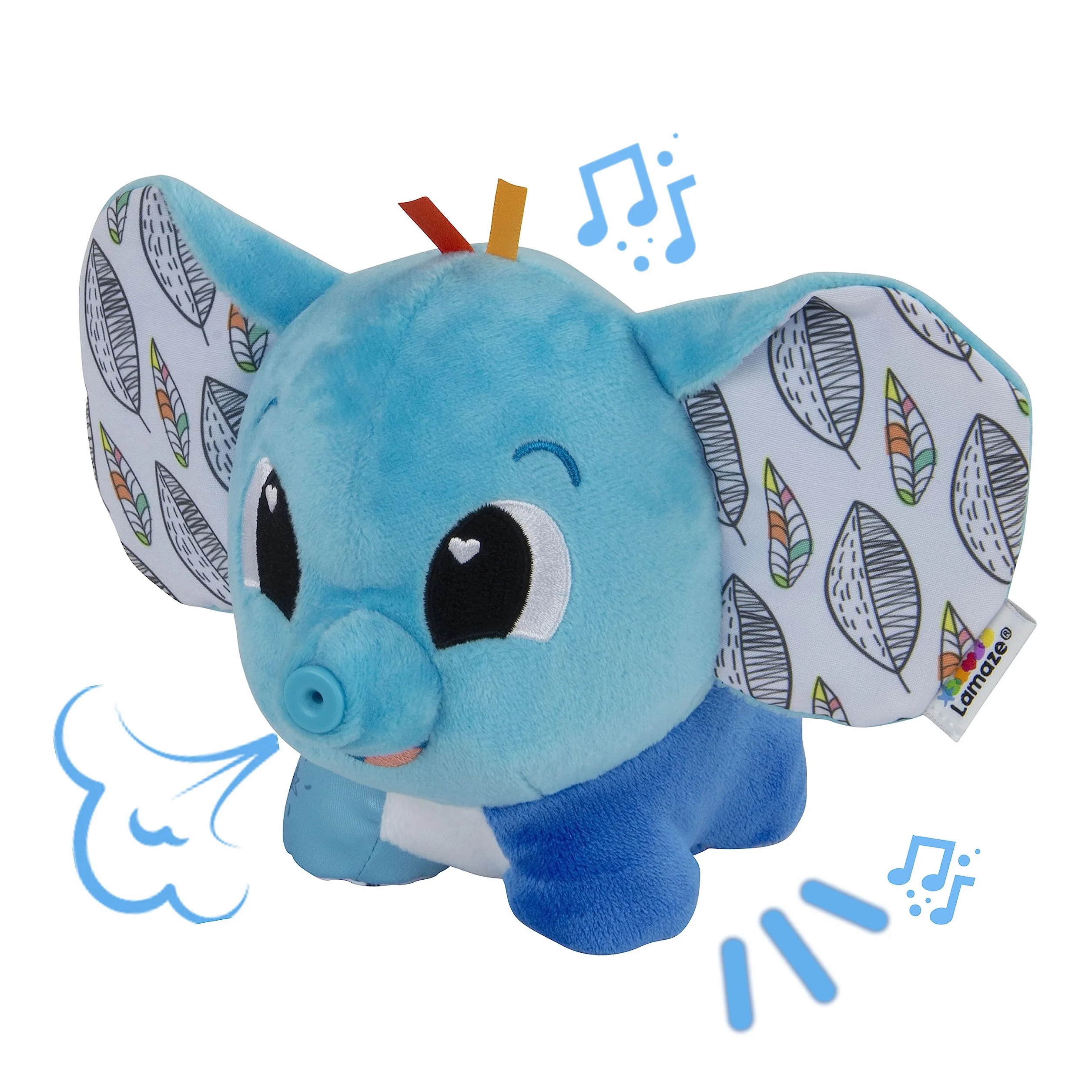LAMAZE Puffaboo L27467 - słoń, zabawka sensoryczna dla niemowląt, prezent dla świeżo upieczonych rodziców, zabawka rozwojowa dla chłopców i dziewczynek od 3 miesięcy