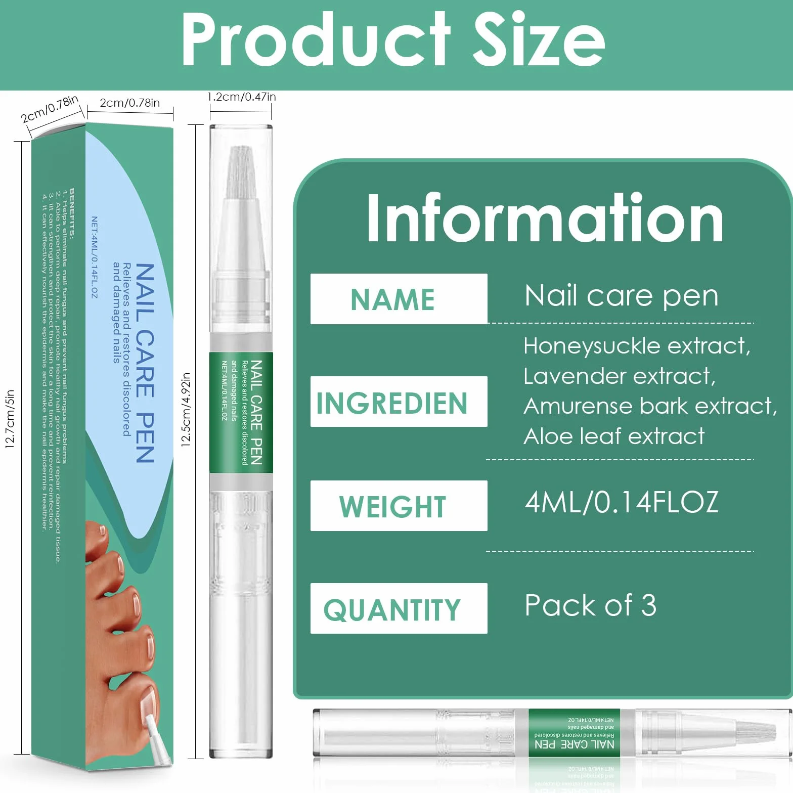 3 Kawałki Długopis do pielęgnacji paznokci,Nail Repair Solution,Pielęgnacja paznokci u nóg,Pielęgnacja palców i pedicure