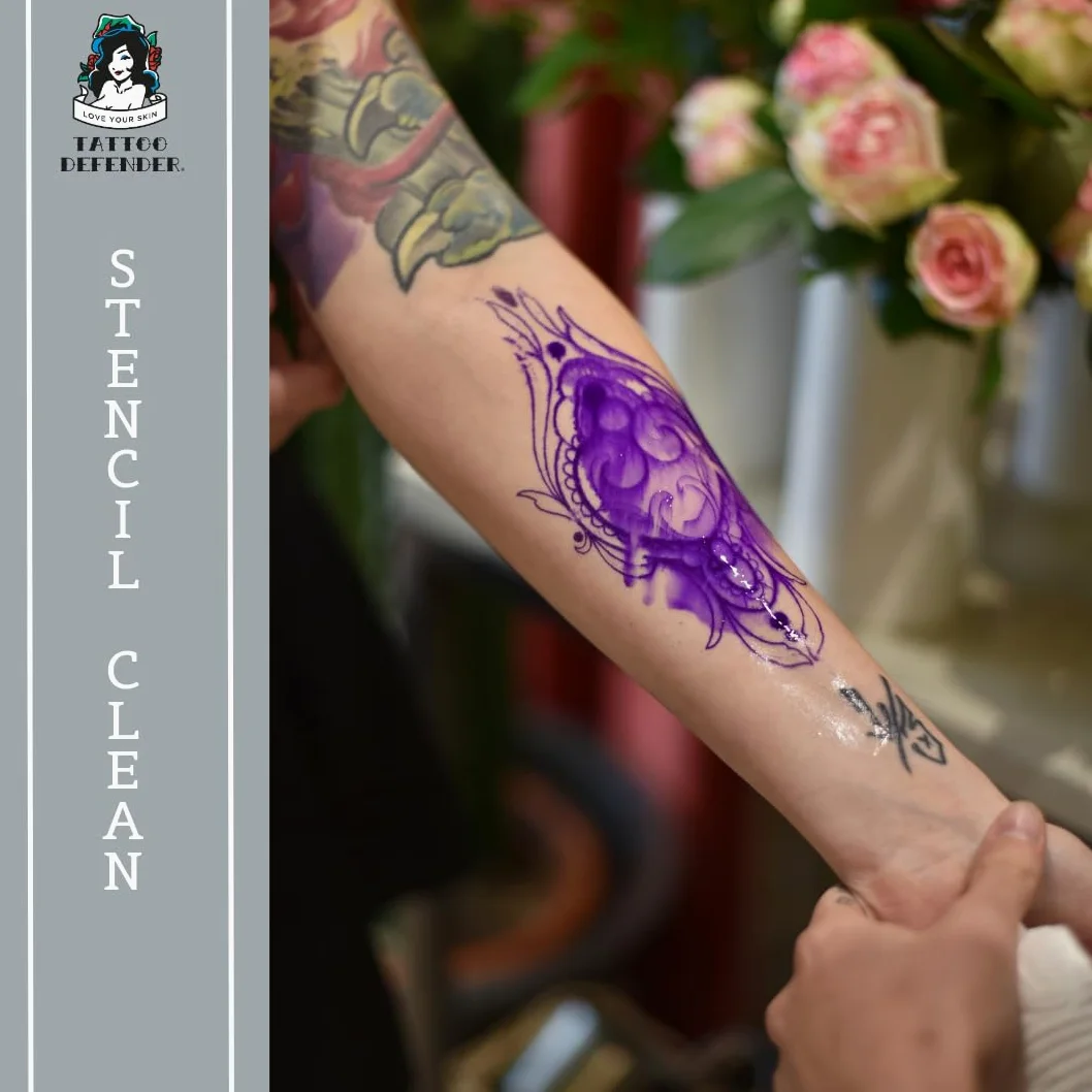Tattoo Defender - Krem do szablonów 200 ml - płyn do usuwania szablonów - oczyszcza skórę z zanieczyszczeń przed rozpoczęciem tatuażu