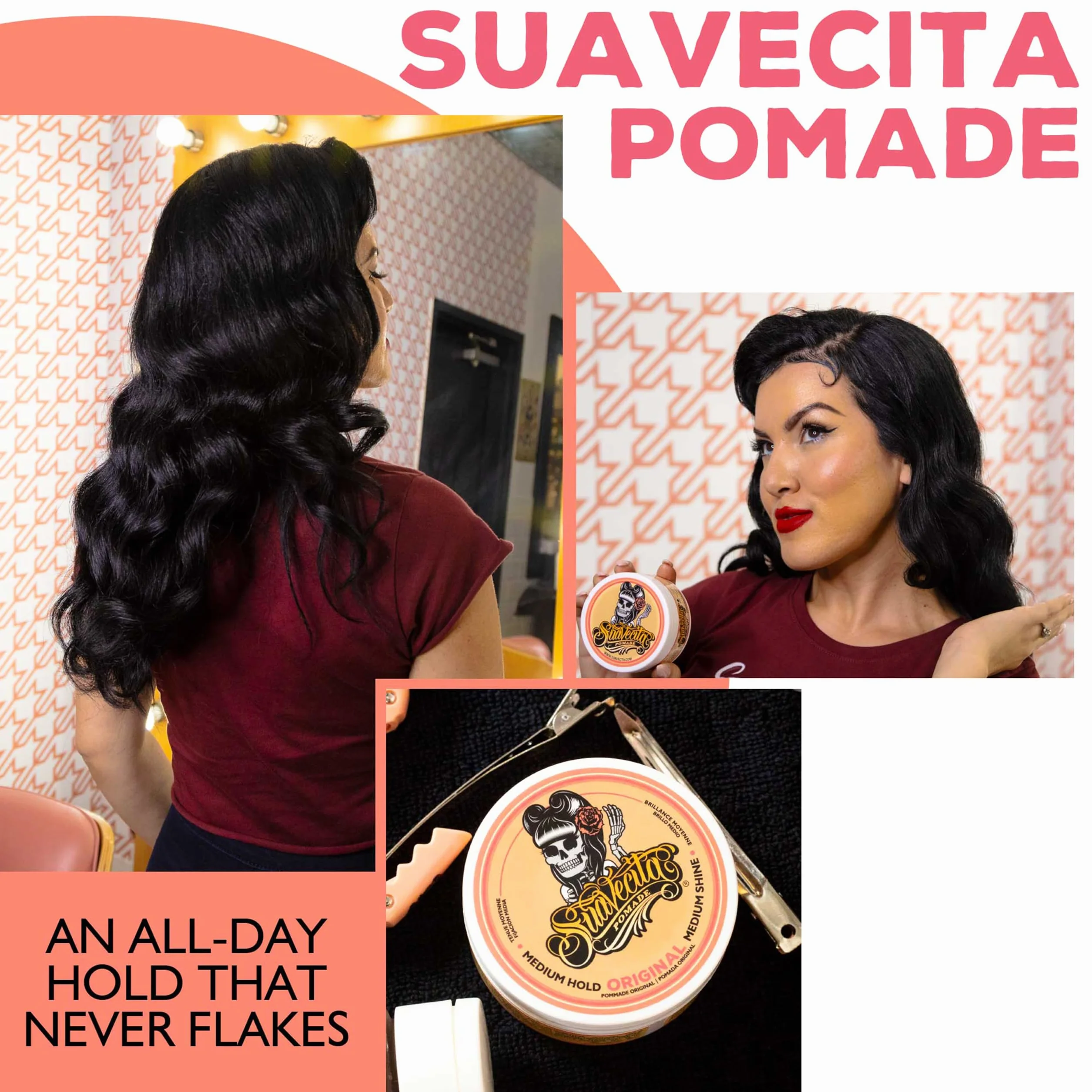 Suavecita Hair Pomade For Women Water Based, Medium Firm Hold Female Pomade 4oz/113g