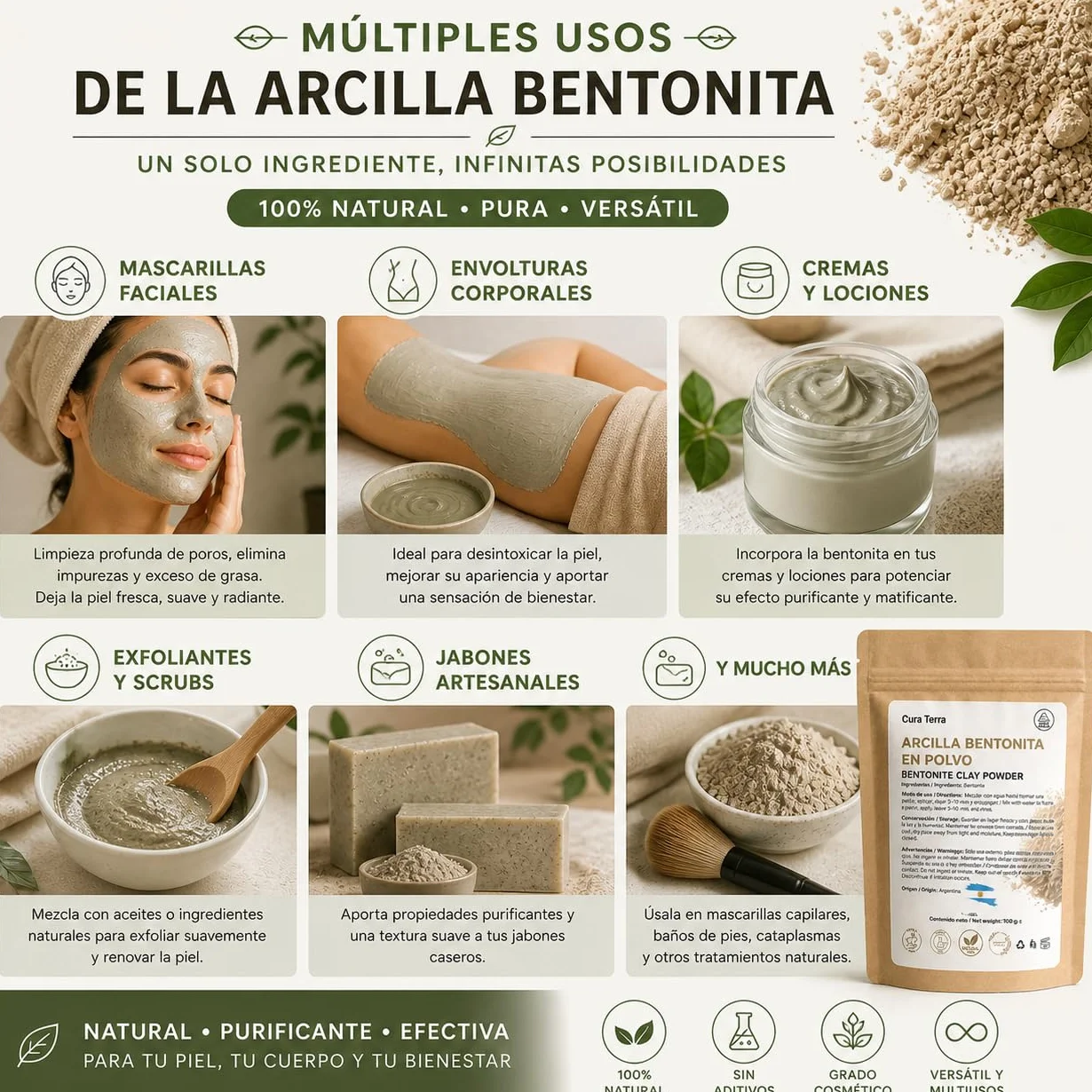100% naturalny proszek bentonitu sodu (250 gr) do masek na twarz, Detox do skóry, okładów do ciała, kremów, miękkich peelów, peelsów i mycia