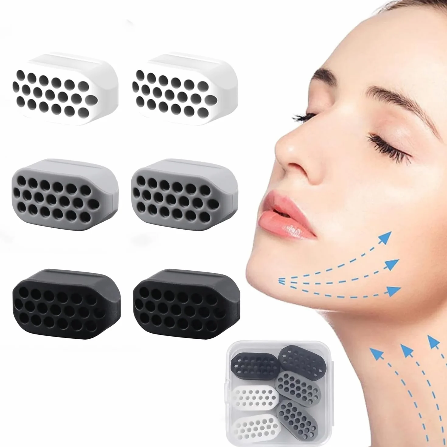 Jawline Trainer, 6 sztuk silikonowych Jawline Trainer Jawline Balls Jawline Exercise, podwójny podbródek, do ćwiczeń mięśni twarzy, mężczyzn i kobiet
