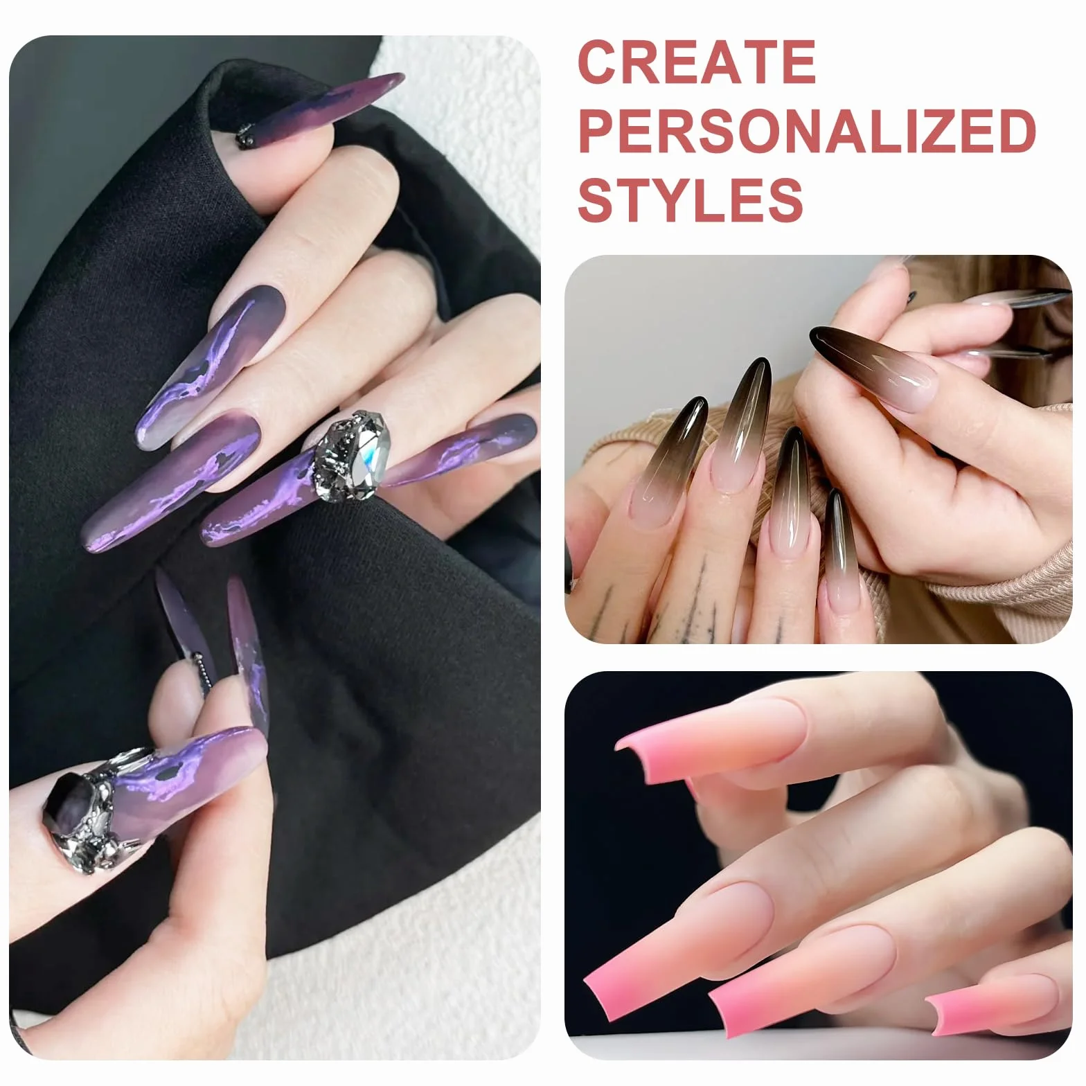 Qufiiry 200 sztuk Nail Art Schwämme mit Metallgreifer, Schwammpinsel, Maniküre Zubehör