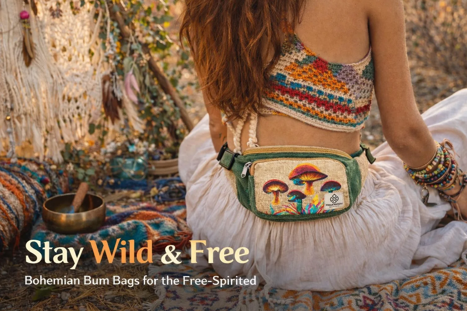 Freakmandu Unisex Konopie Piterek-Biodrowy Pas Biodrowy Torba Crossbody Styl Boho Hippie Ręcznie Saszetki Biodrowe Dla Kobiet Mężczyzn - Waist Fanny Pack
