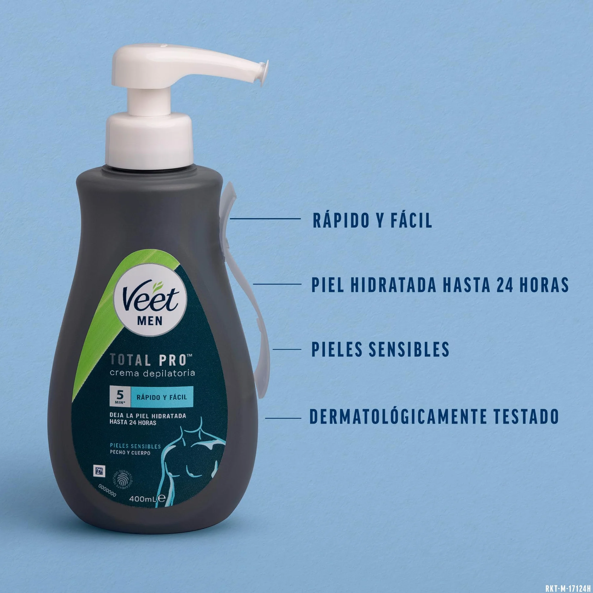 Veet Men Męski krem do depilacji piersi, pleców, ramion i nóg, wrażliwej skóry, kolor szary, 400 ml (2 sztuki)