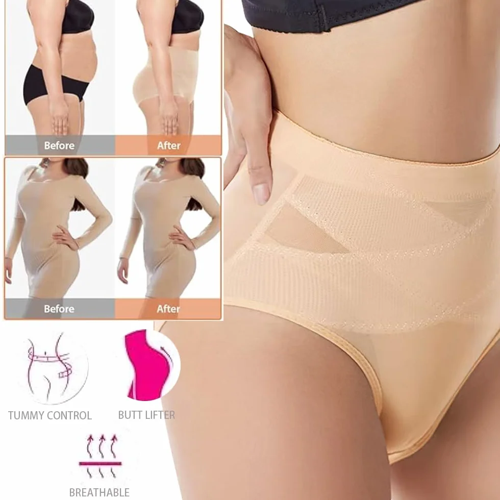 SHEKINI Damskie majtki wyszczuplające brzuch, wysoka talia, modelujące figurę, modelujące sylwetkę, bielizna korygująca brzuch, miękka wygodna bielizna