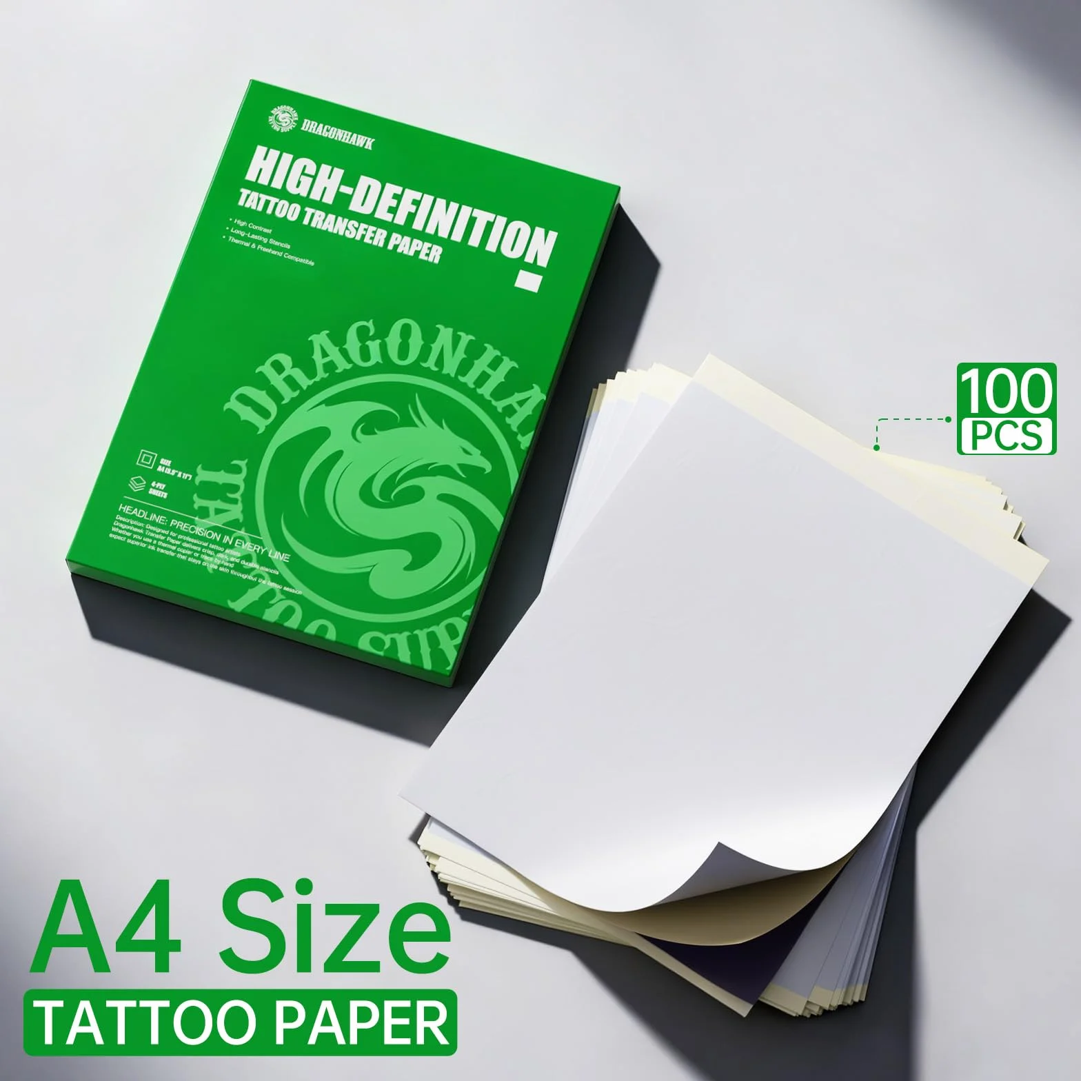 Dragonhawk Tattoo Stencil Paper A4 Size 100 Sheets, Thermal Transfer Paper for Tattoo Stencils & Accessories