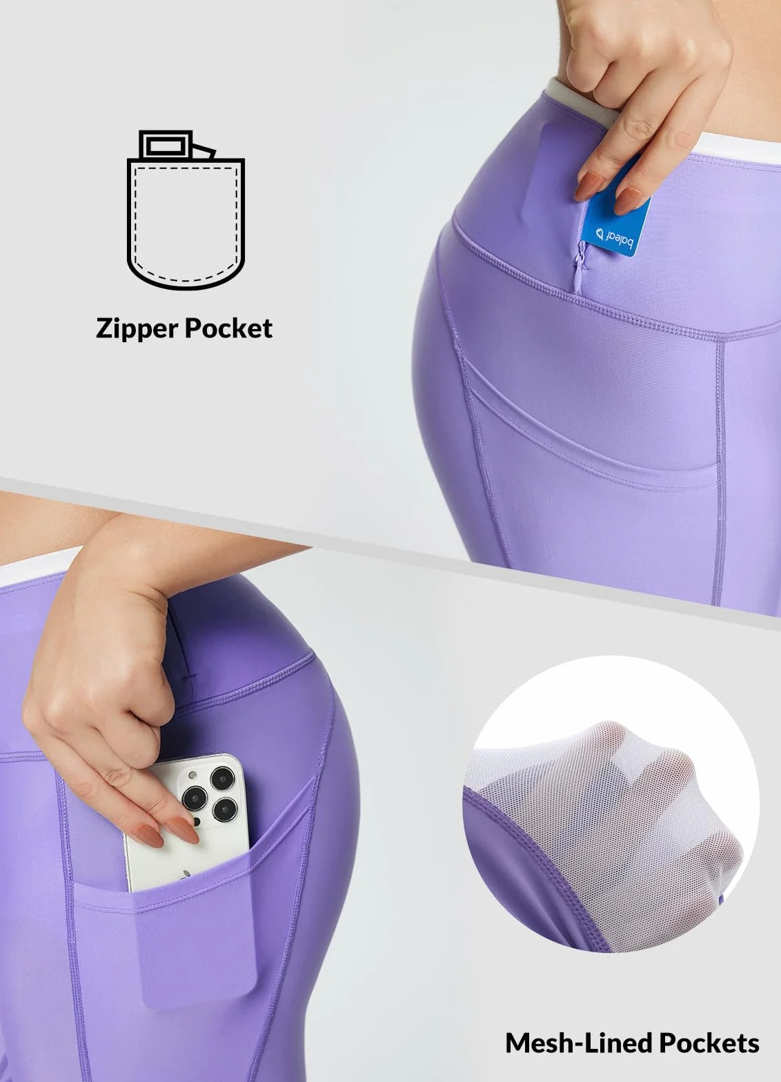 BALEAF Damskie Legginsy do Pływania z Kieszeniami na Zamek Błyskawiczny, Kombinezon do Pływania, Spodnie Rash Guard z Podszewką, Skromne Stroje Kąpielowe UPF 50+
