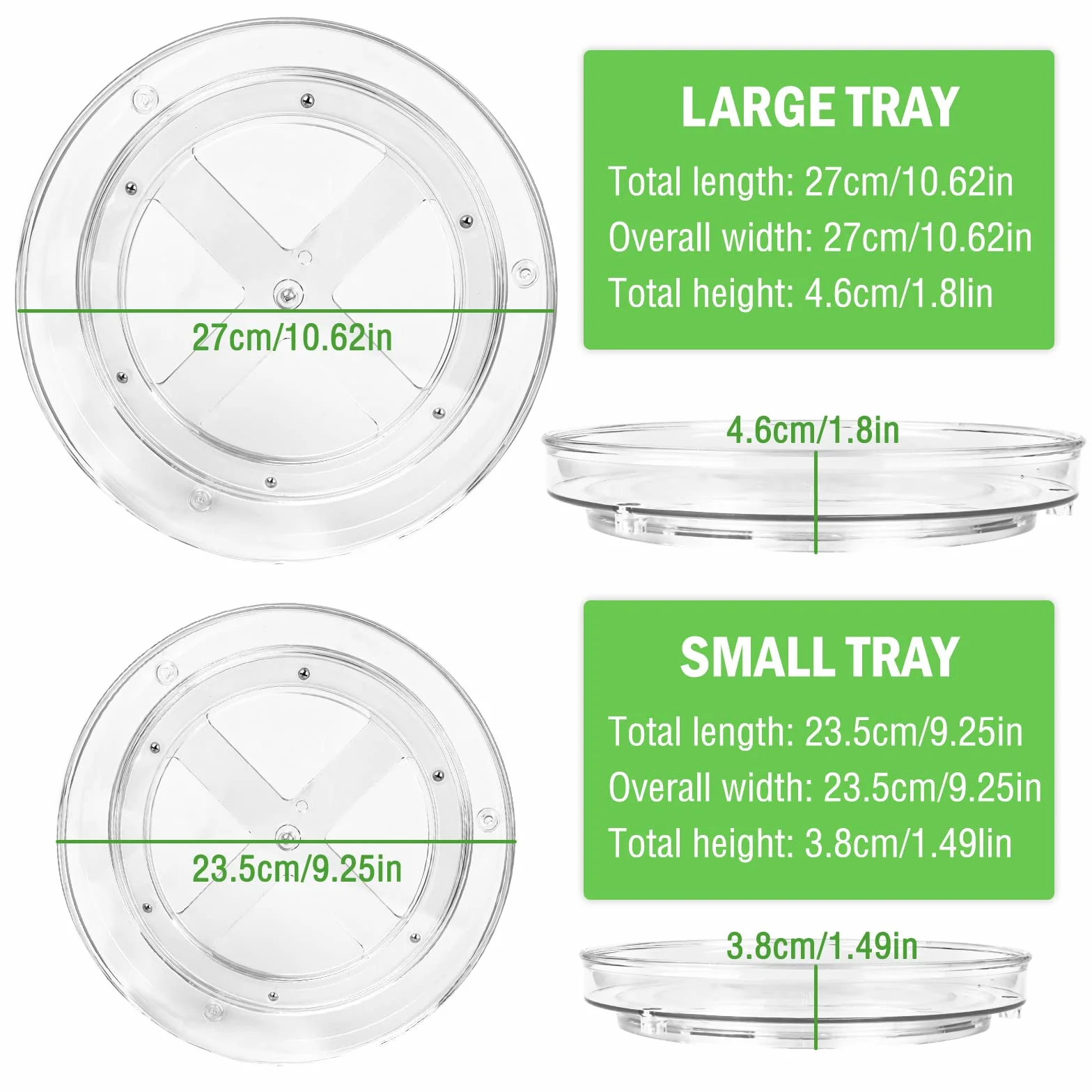 Organizer do szafki Lazy Susan, 2-częściowy obrotowy stojak Lazy Susan, przezroczysty organizer do lodówki, wielofunkcyjny obrotowy stojak do przechowywania w kuchni, antypoślizgowy obrotowy uchwyt na