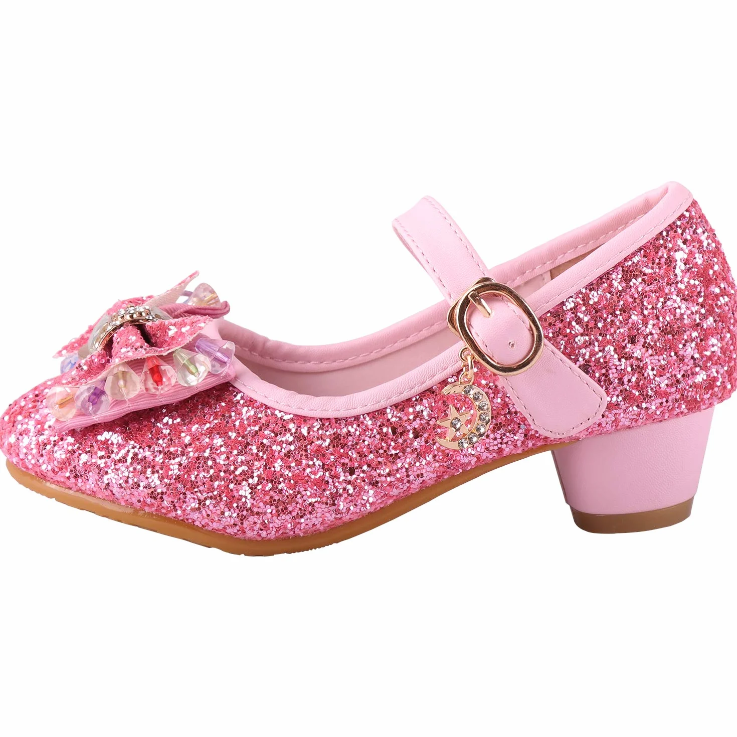 Buty księżniczki, dla dziewcząt, błyszczące buty na obcasie, baleriny na imprezę, karnawał, wesele, Halloween
