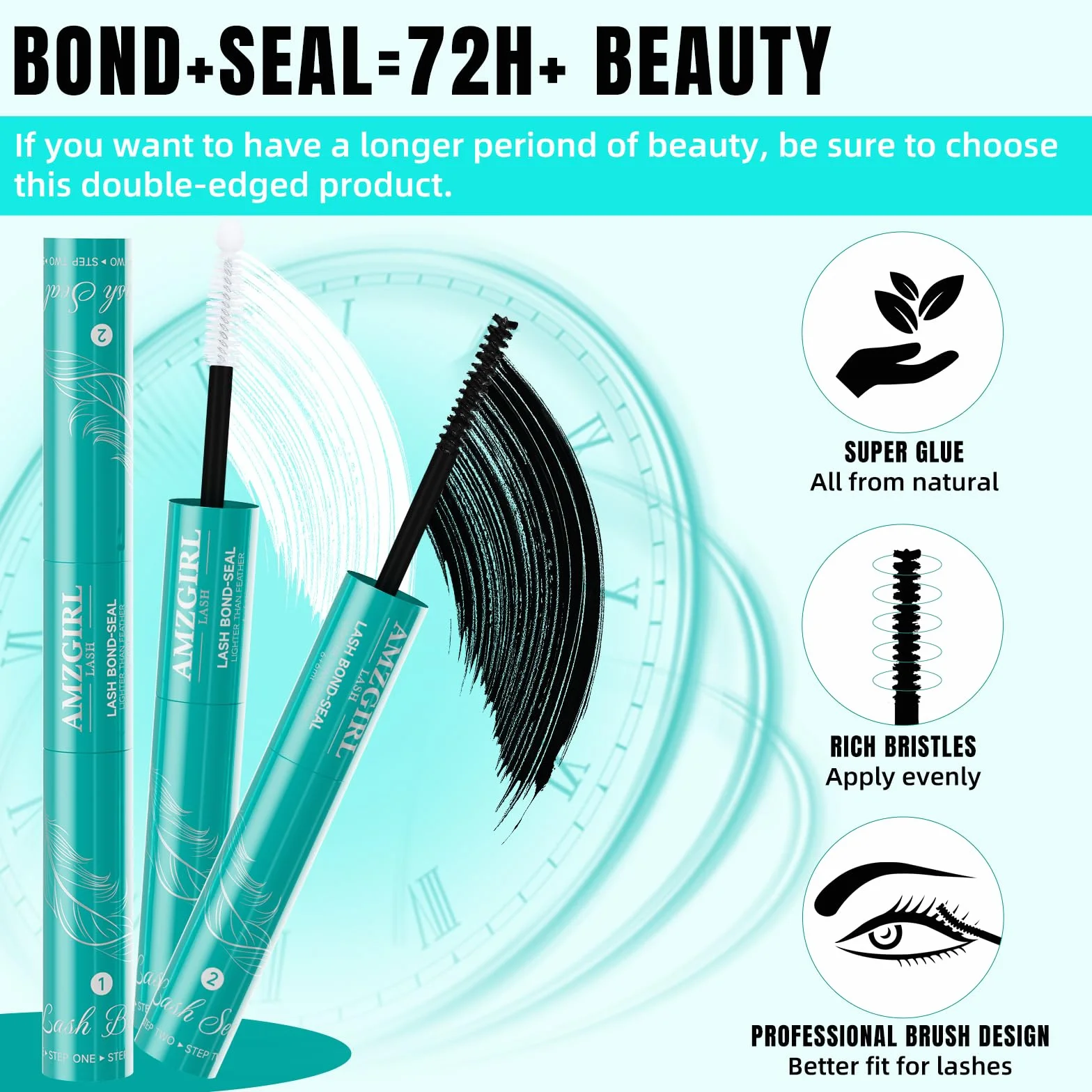 Lash Bond i Seal Rzęsy Cluster Klej do rzęs do rzęs Lash Wall Glue 12 ml długotrwały 72 godzin czarny + 2 w 1 DIY (Yumao)