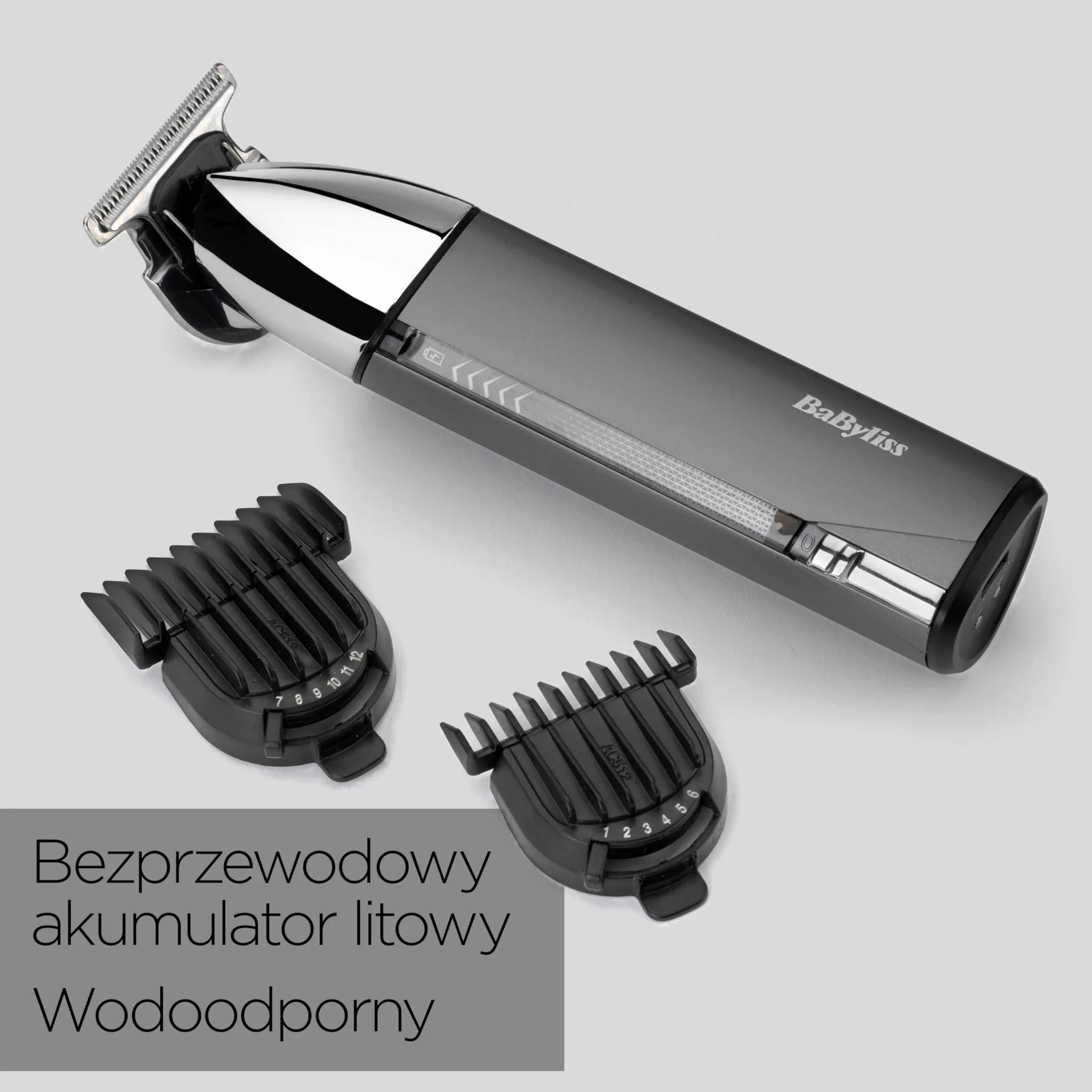 BaByliss Super‑X Trymer do Brody i Zarostu – Profesjonalne narzędzie z japońskim stalowym ostrzem T skeleton, wyświetlacz cyfrowy, bateria litowo‑jonowa, 5 h pracy bezprzewodowej, wodoodporny, T996E
