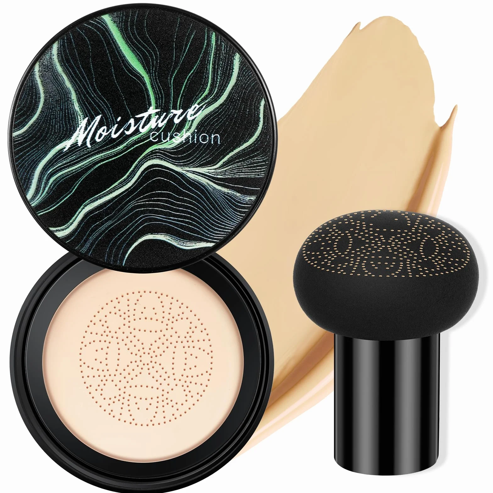 Poduszka powietrzna z głową grzyba CC Cream, Beauty Mushroom, kremowa poduszka powietrzna, podkład, korektor, krem BB, nawilżający, rozjaśniający, równomierny odcień skóry (kość słoniowa)